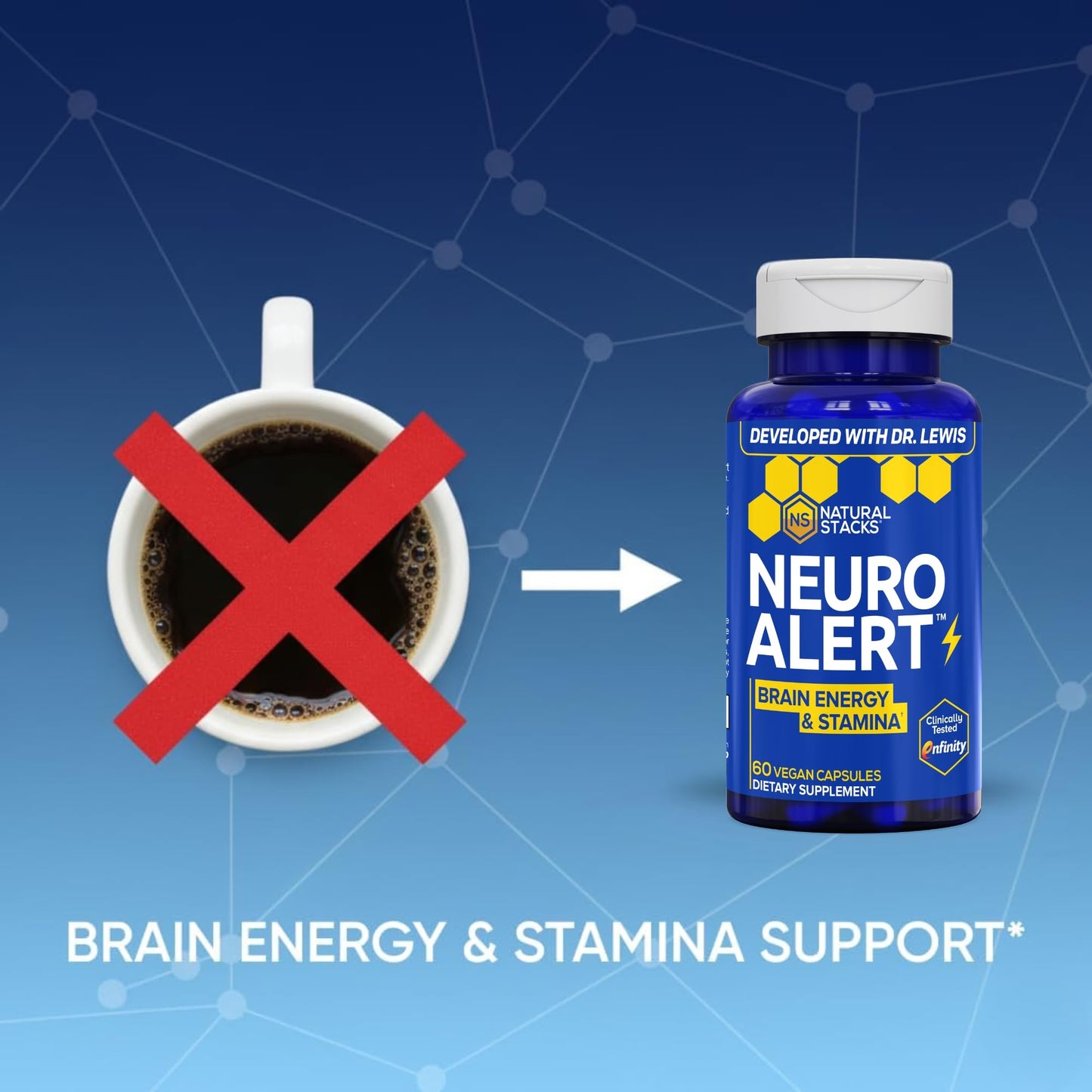 Natural Stacks NeuroAlert Paraxanthine 200mg Caffeine Free Energy Supplement 60 Capsules