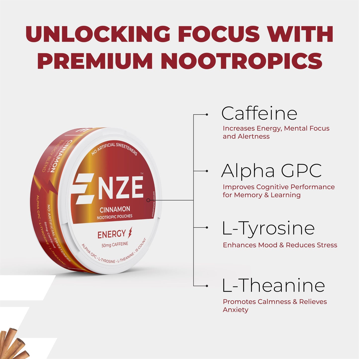 NZE Caffeine Nootropic Caplets, 5 Count