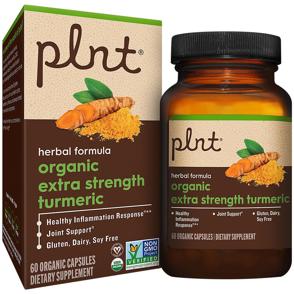 plnt Organic Extra Strength Turmeric for Healthy Joint Support Capsules 60 Count