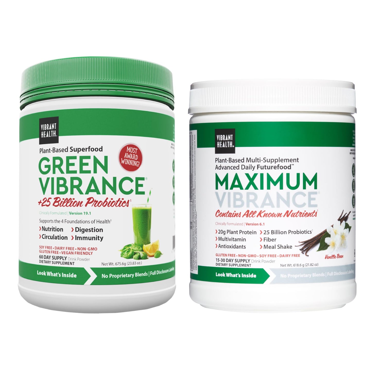 Vibrant Health Green Vibrance and Maximum Vibrance Bundle (Powder), 2-Pack