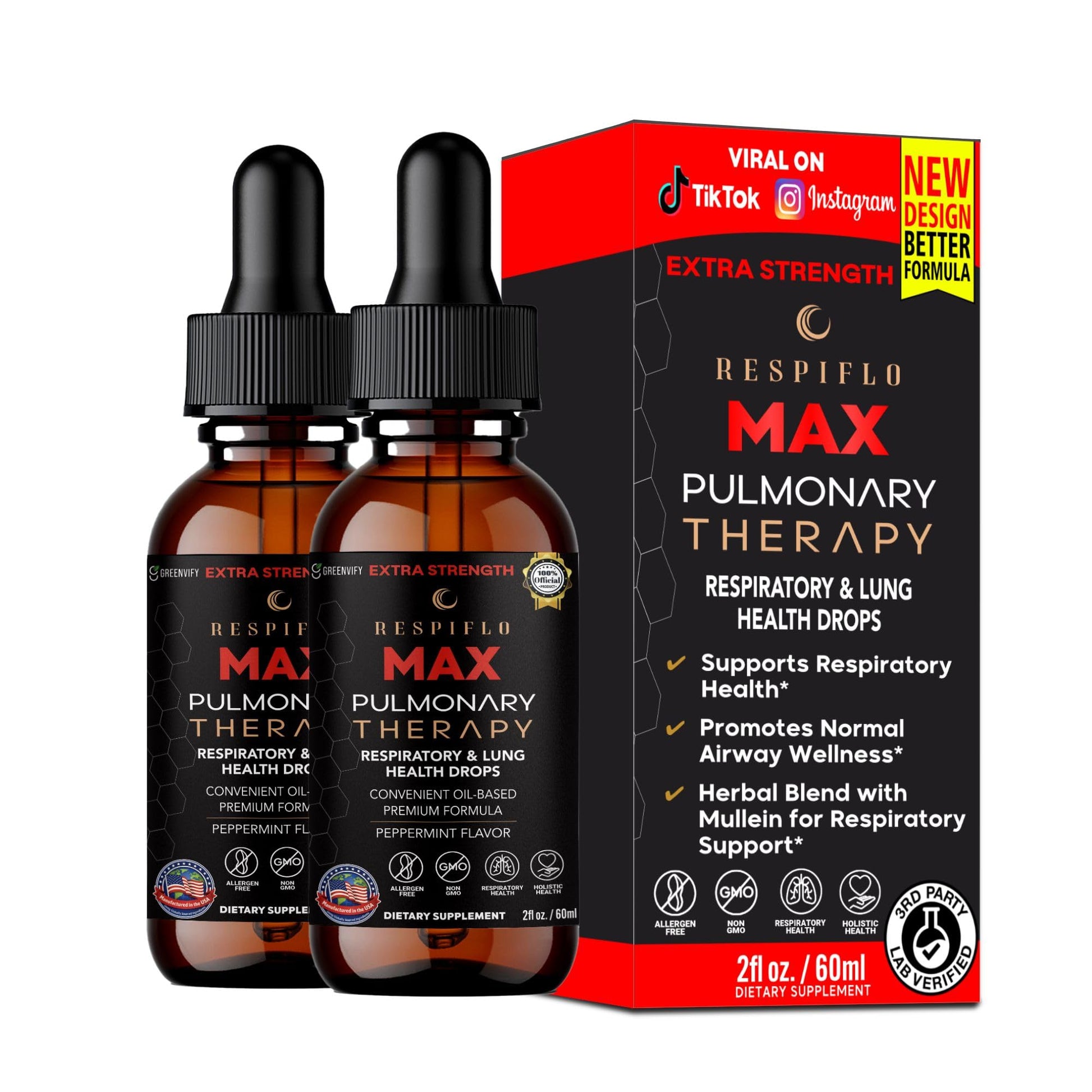 GREENVIFY Respiflo MAX Pulmonary Therapy Respiratory & Lung Health Drops 60 Capsules