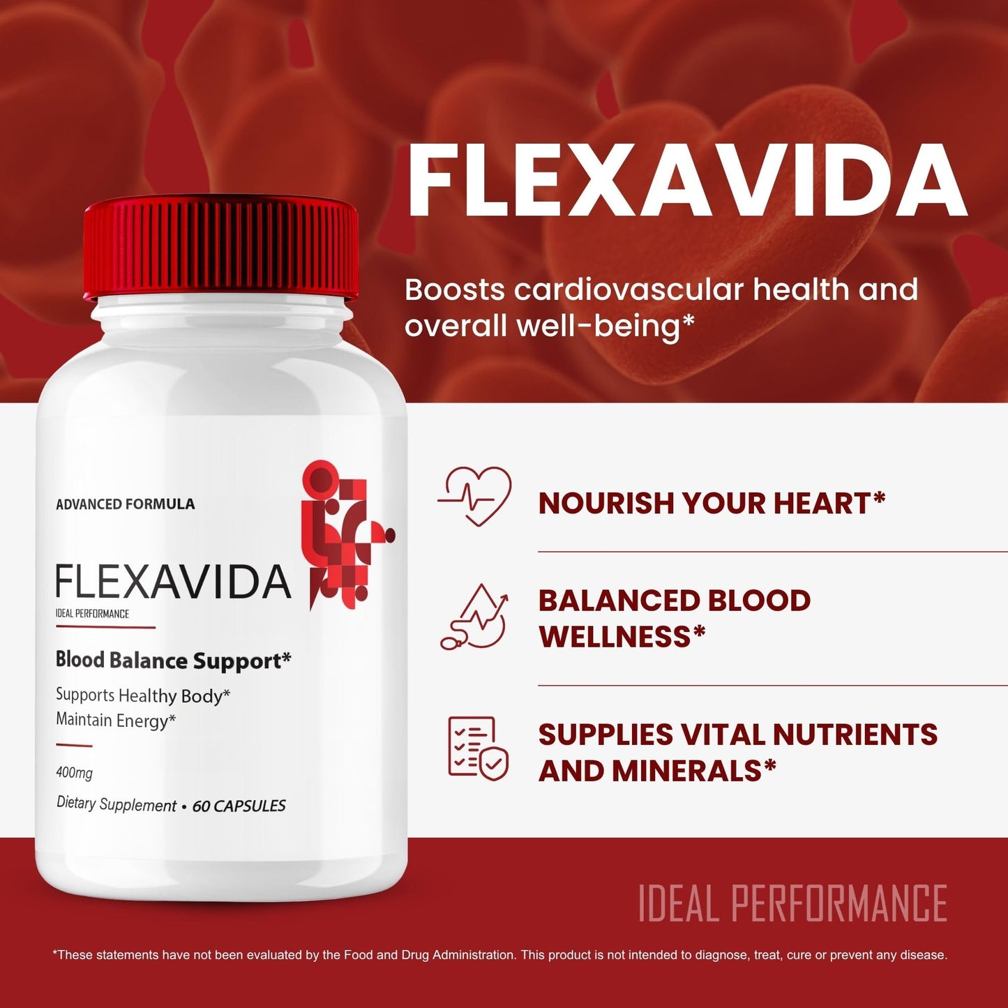 IDEAL PERFORMANCE Flexavida Blood Optimizer Capsule, 180 Count