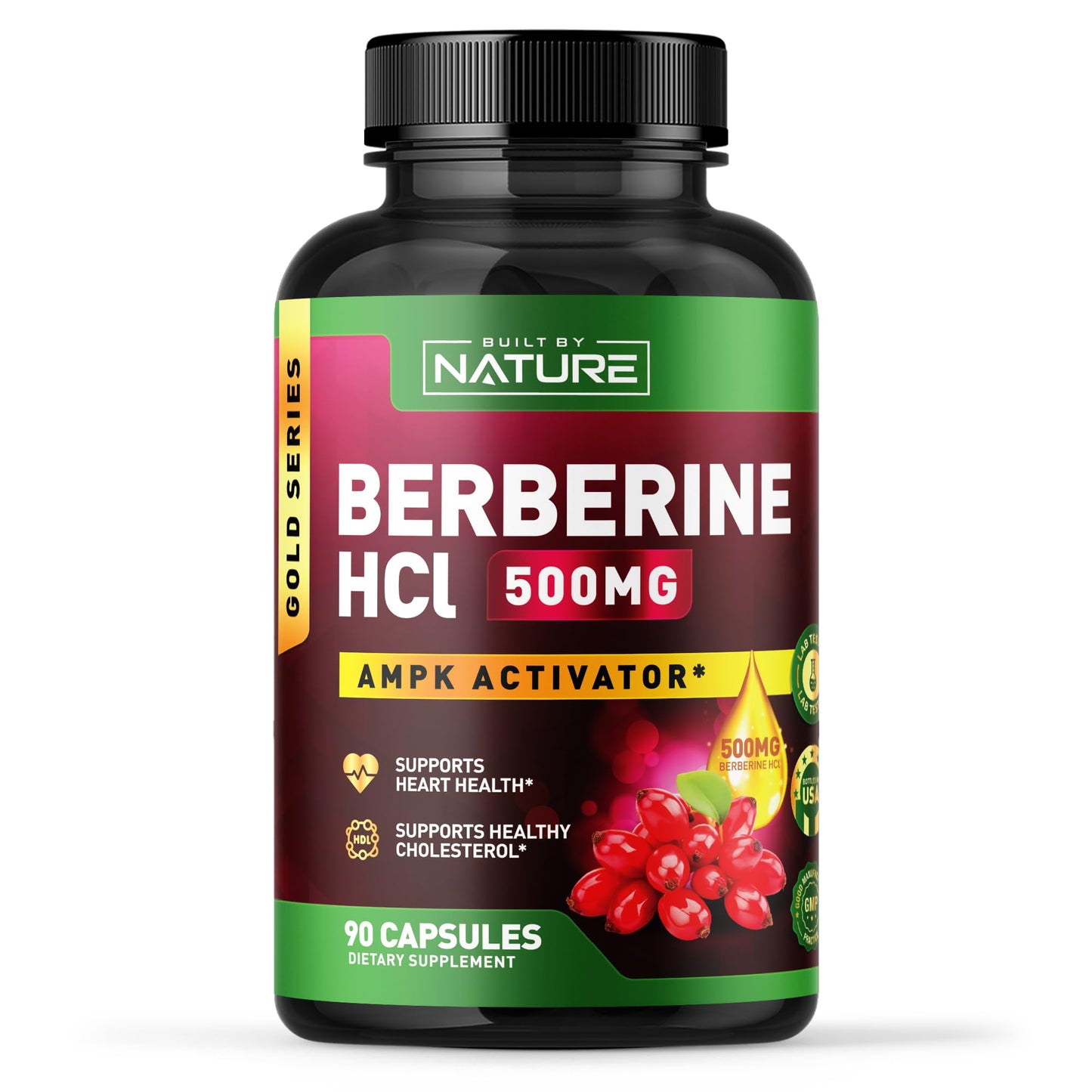 Built by Nature Berberine HCl 500mg Supplement Capsule, 90 Capsules