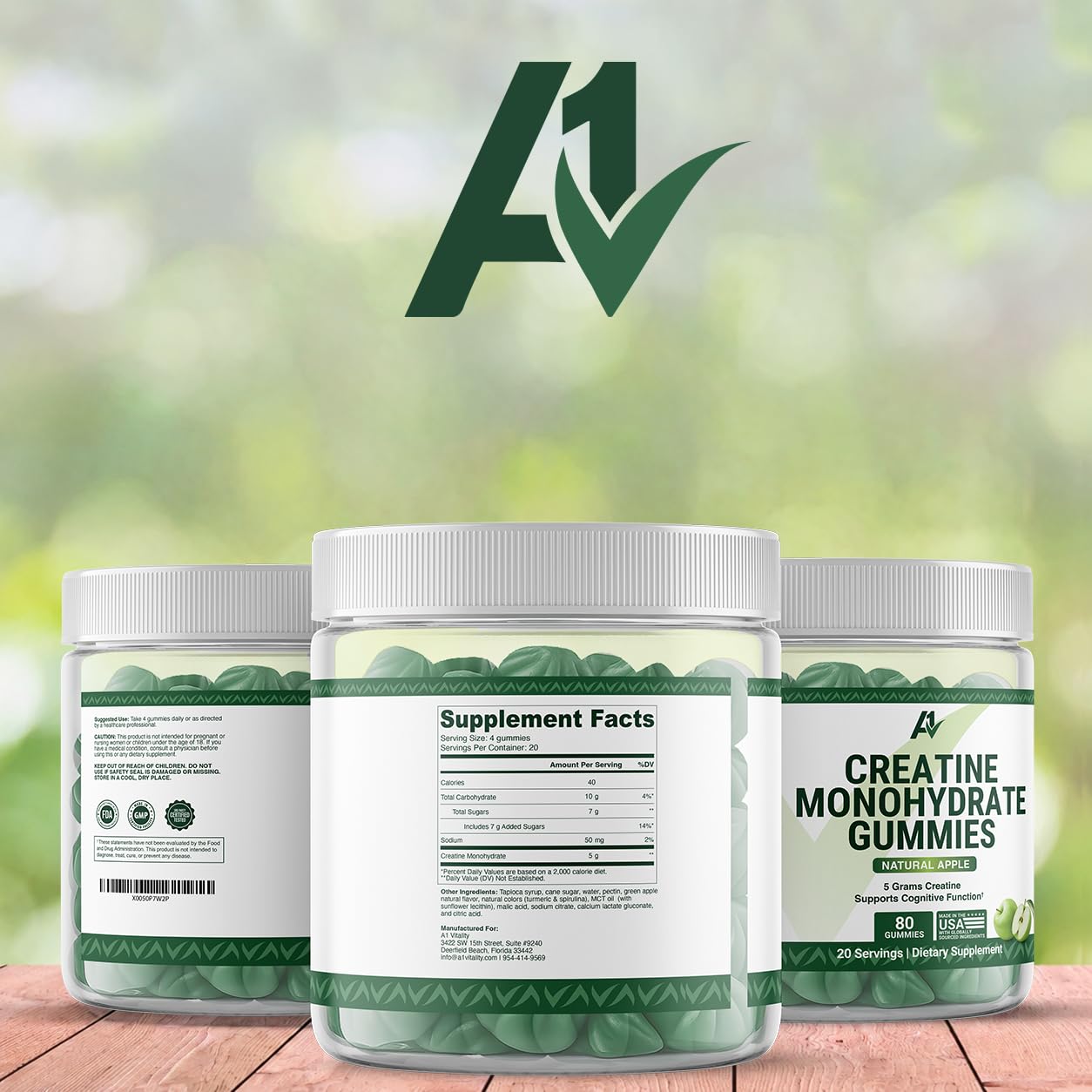 A1Vitality Creatine Monohydrate Gummies, 80 Count
