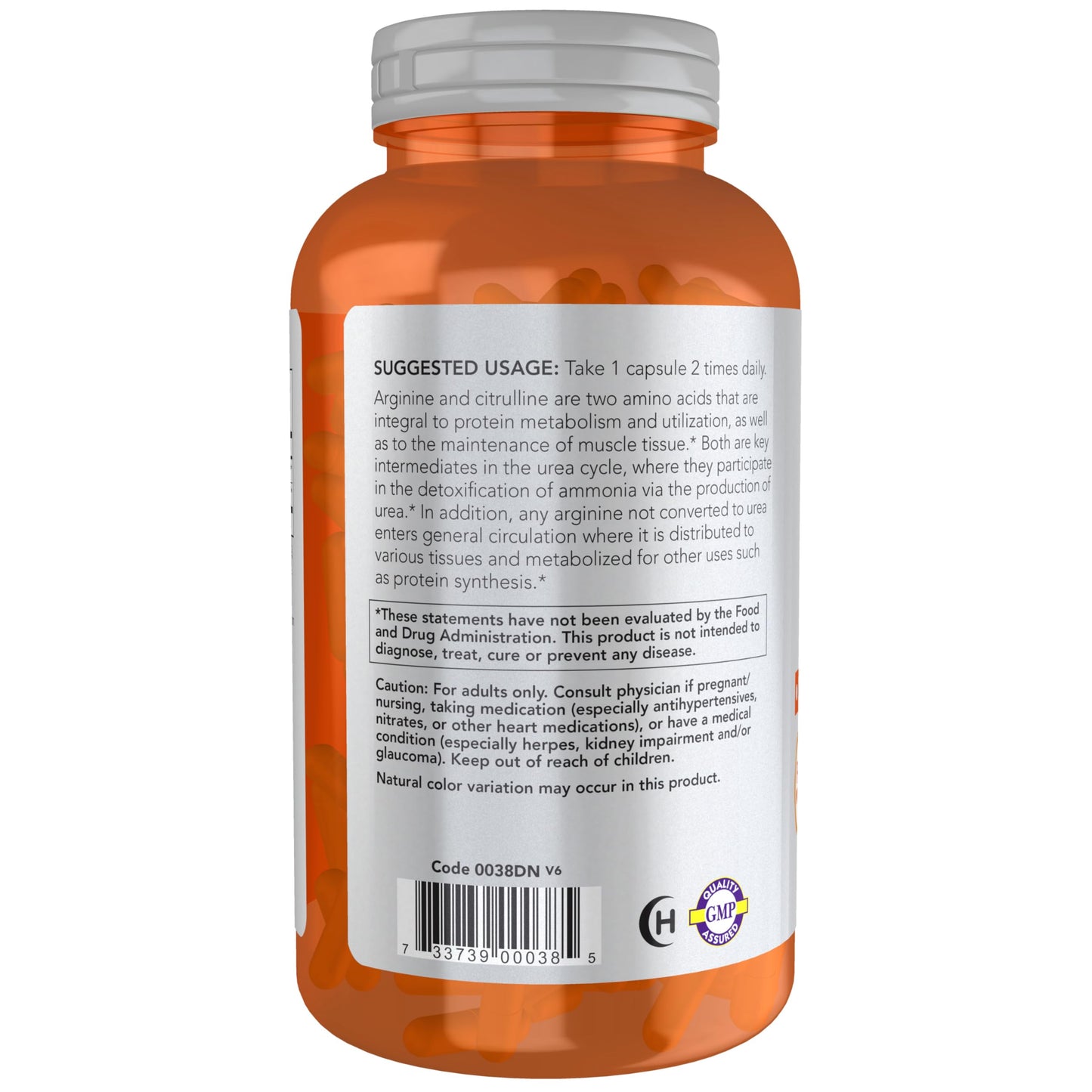 NOW Foods Arginine & Citrulline 500 mg/250 mg Veg Capsules, 240 Count