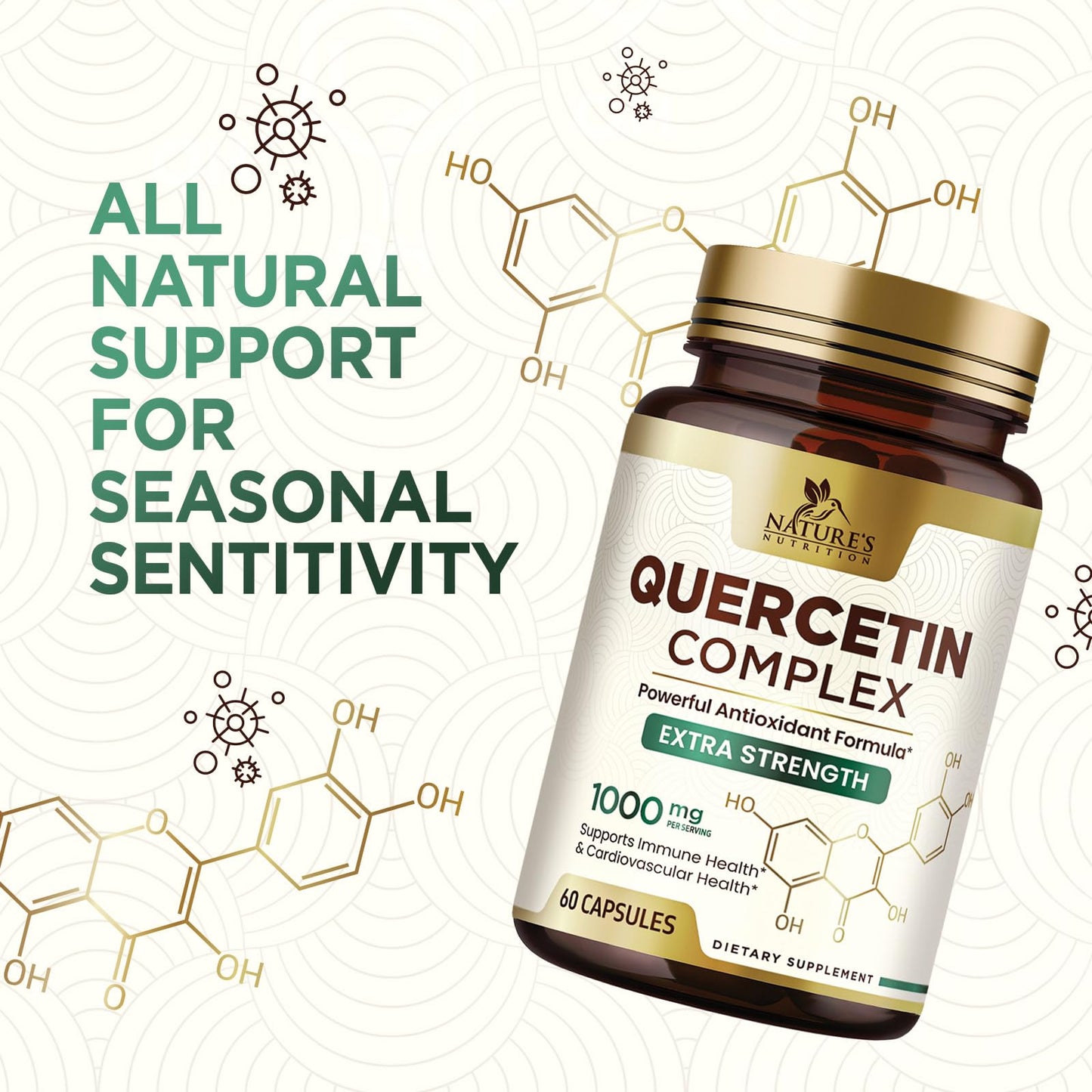 Nature's Nutrition Quercetin Dihydrate 1000mg Capsule, 60 Veggie Capsules