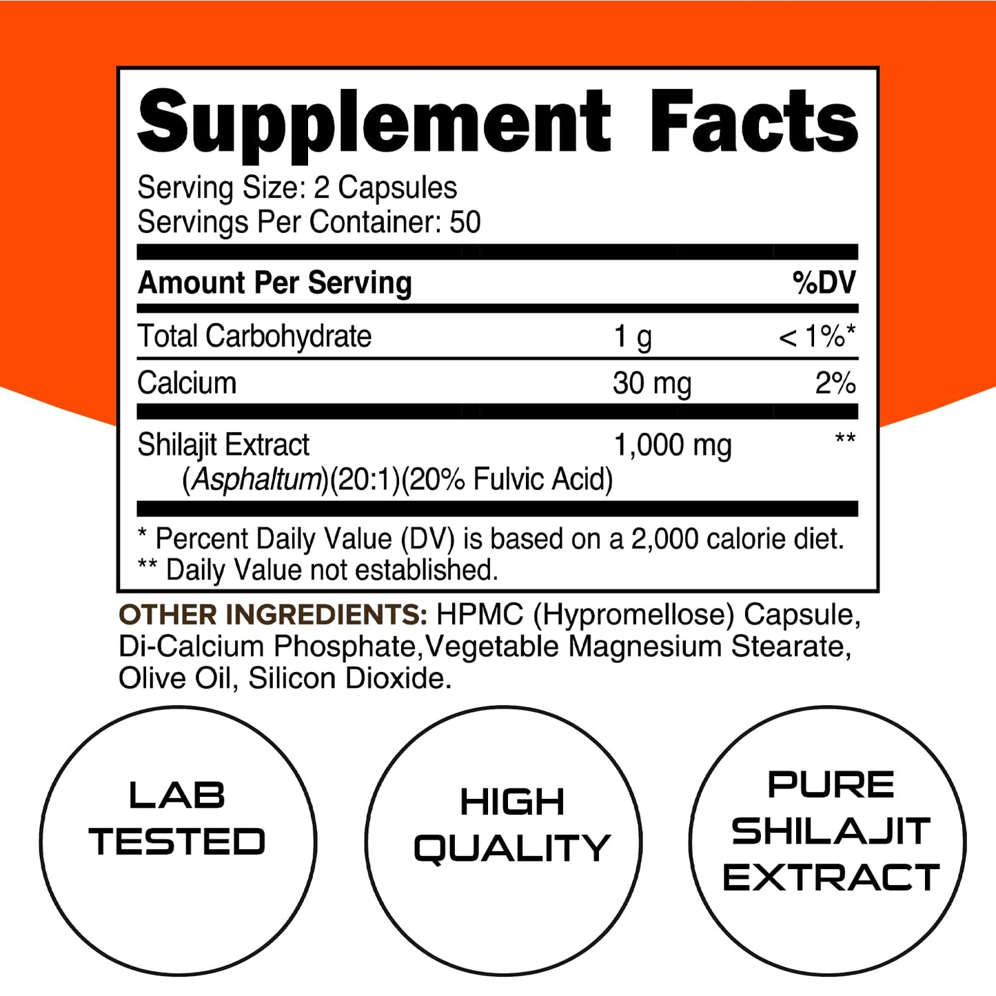 Bucked Up Shilajit 1000mg 20:1 Extract with 20% Fulvic Acid Capsules, 100 Count