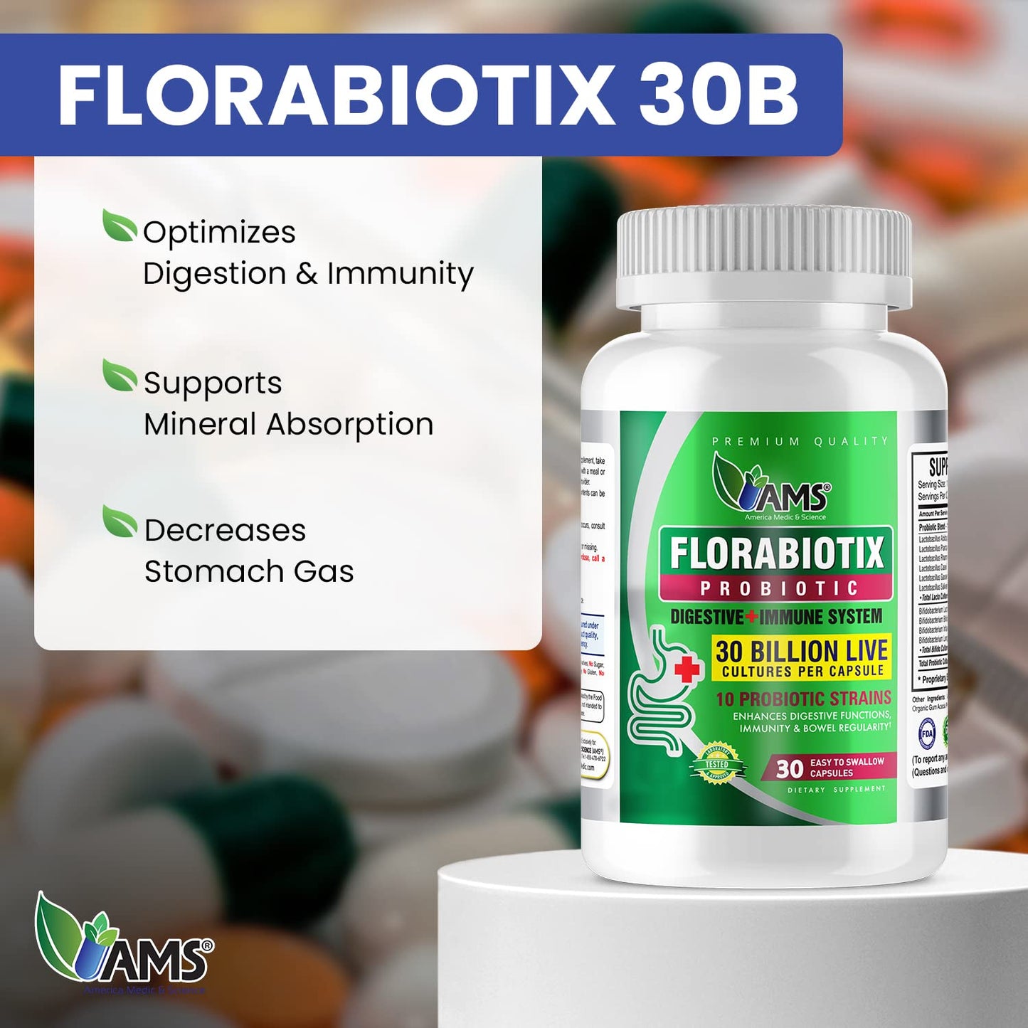 America Medic & Science Florabiotix Probiotic Capsule, 30 Count