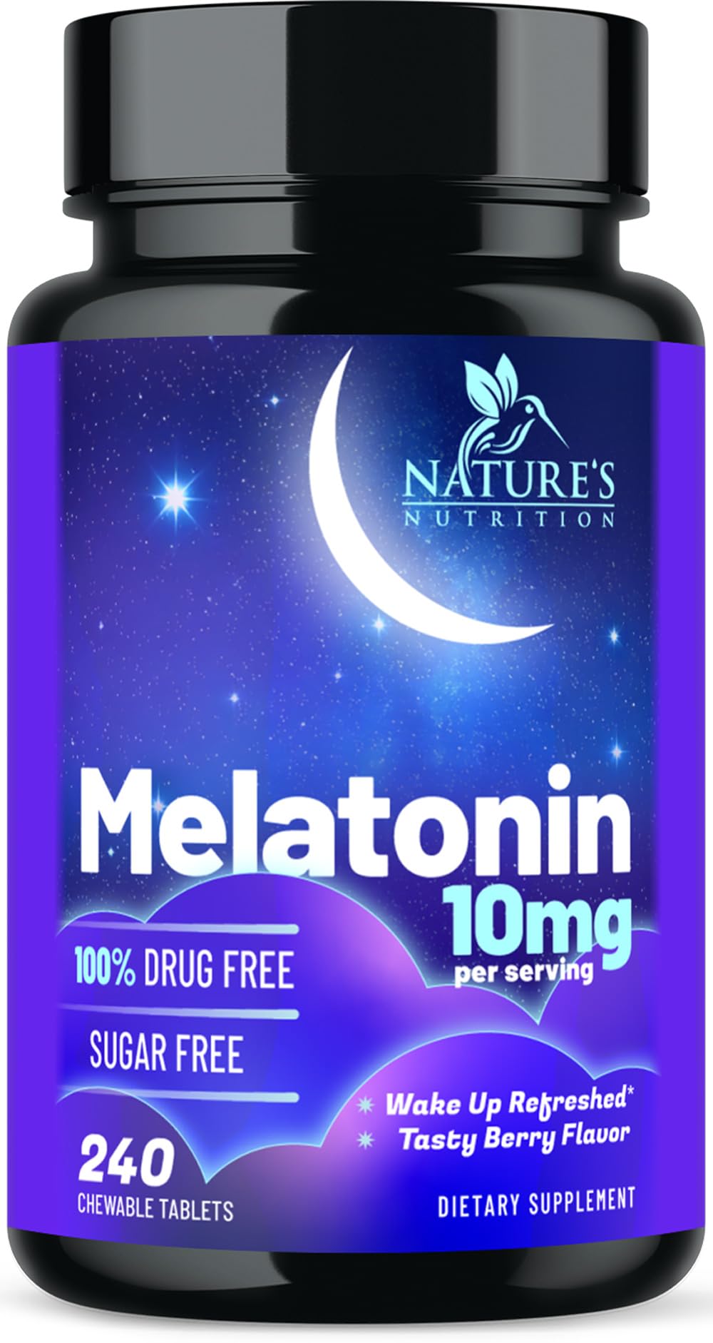 Nature's Nutrition Melatonin Sleep Supplement 10mg Maximum Strength Tablet, 240 Count