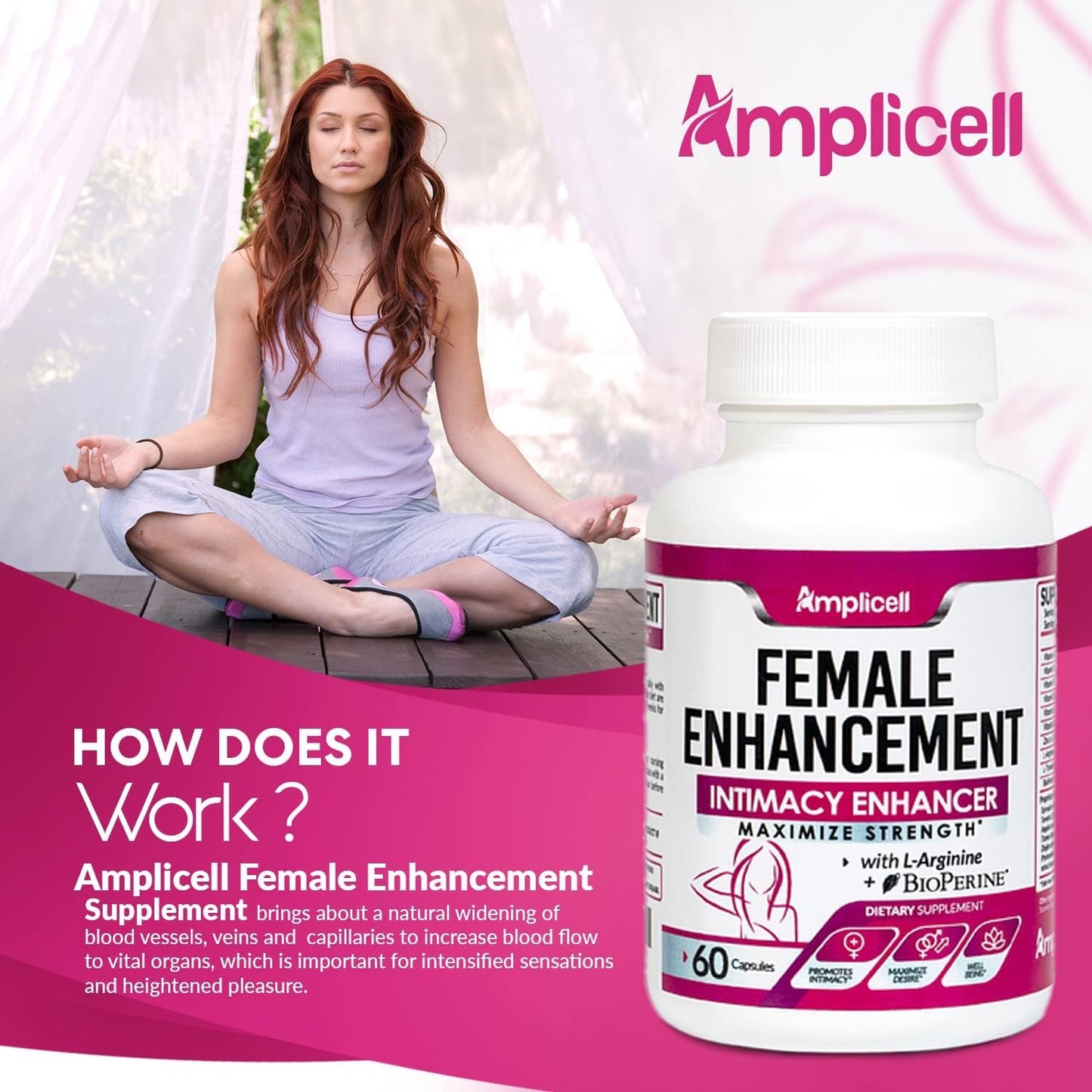 Amplicell Women's Libido Support & Hormone Balance Capsules, 60 Count, Non-GMO, Vegan
