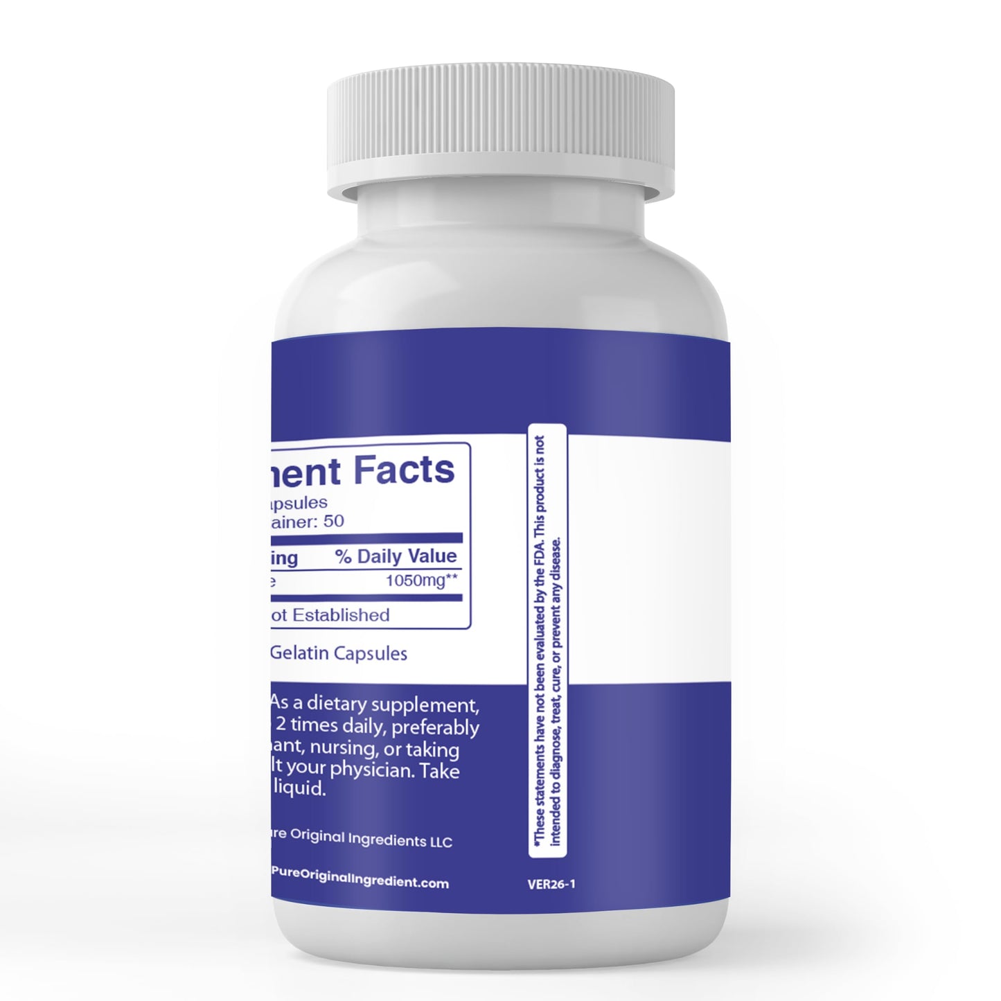 Pure Original Ingredients L-Carnitine L-Tartrate Capsules, 100 Count