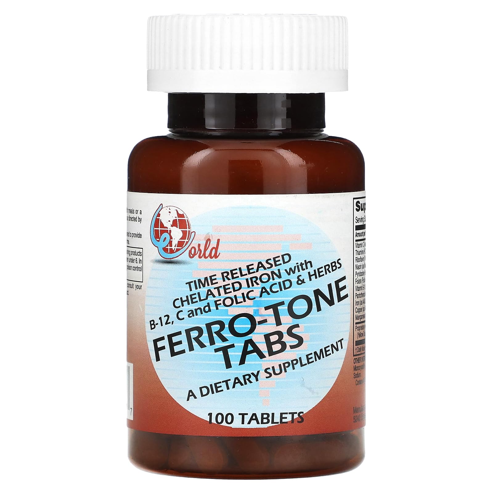 World Organic Ferro-Tone Tablets, 100 Tablets