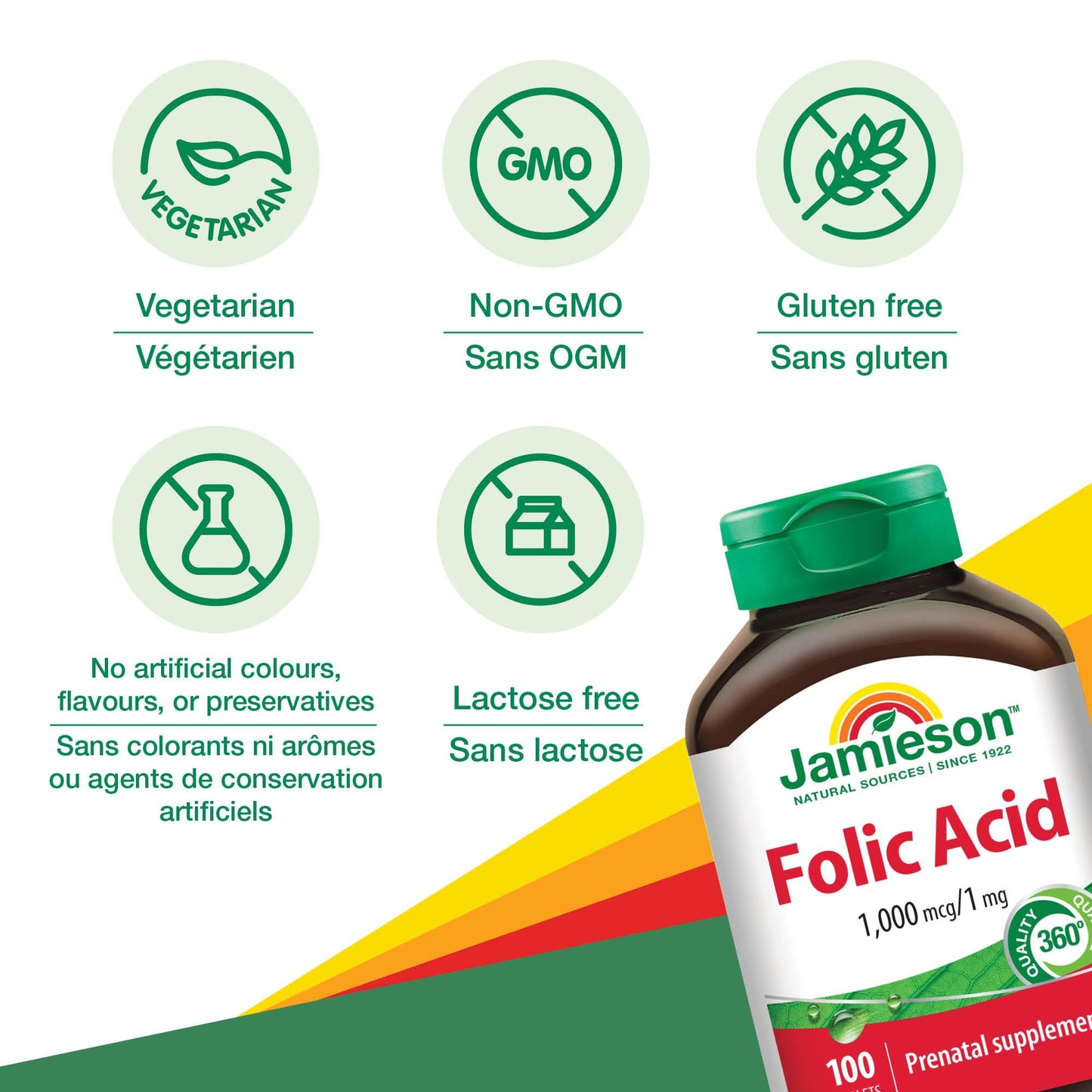Jamieson Laboratories Folic Acid 1mg Tablet, 100 Count