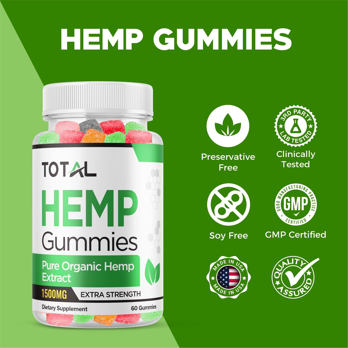 Purvia Total Hemp Gummies Maximum Strength Formula, Gummy, 60 Count