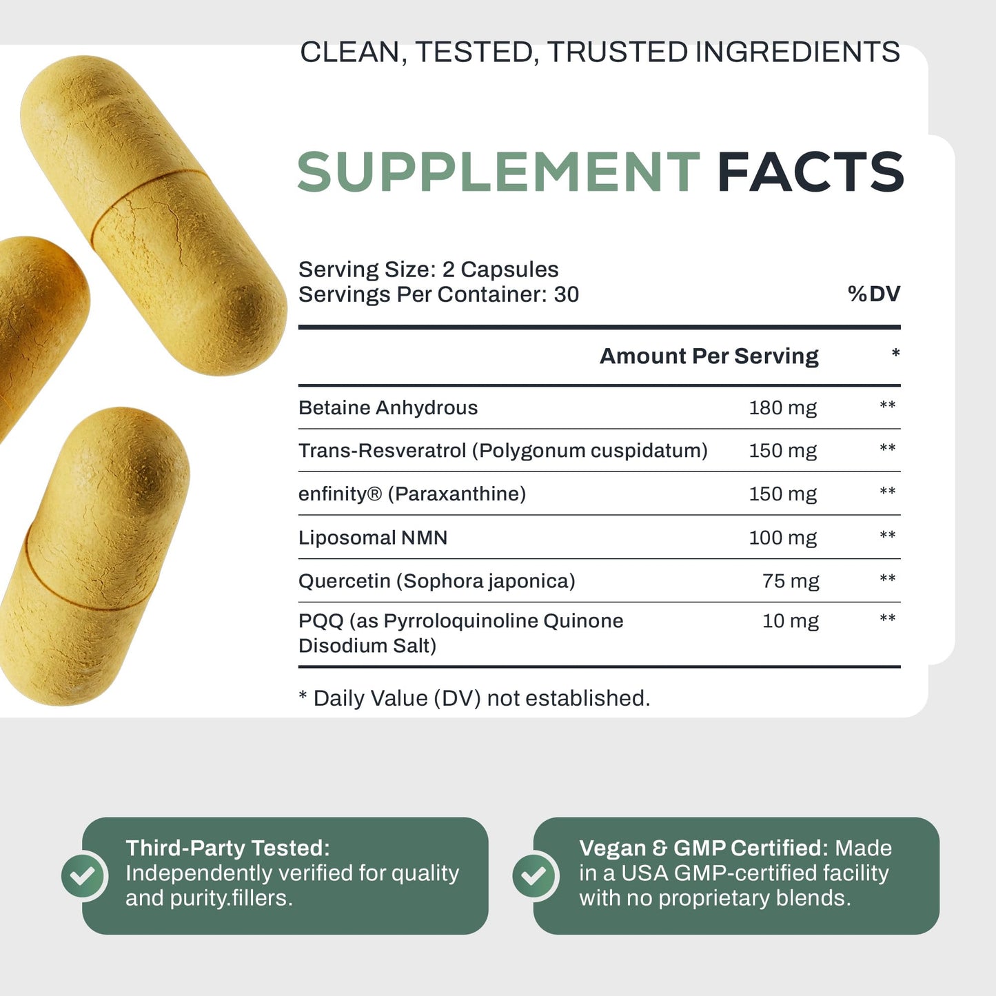 Upgraded Formulas Total Longevity Upgrade 6-in-1 NMN Supplement, 30 Capsules