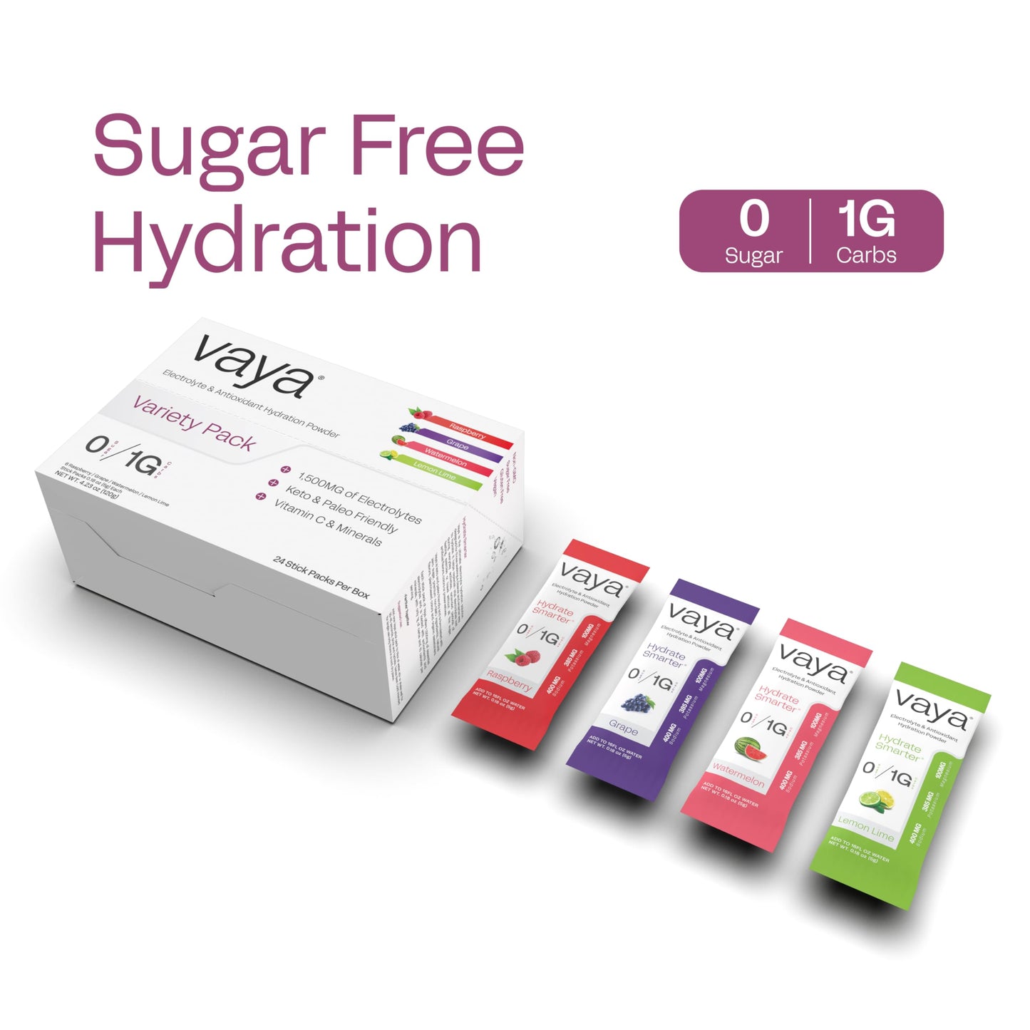 Vaya Sugar Free Electrolyte Powder Packets Variety Pack 24 Pack