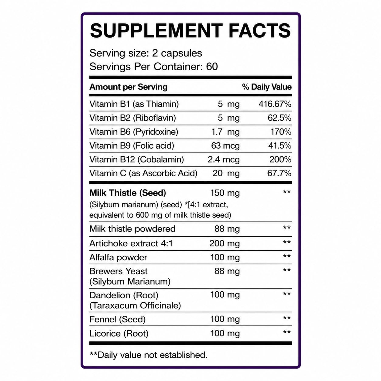 VITAMISAN Milk Thistle Detox & Cleansing Formula Capsules 120 Count