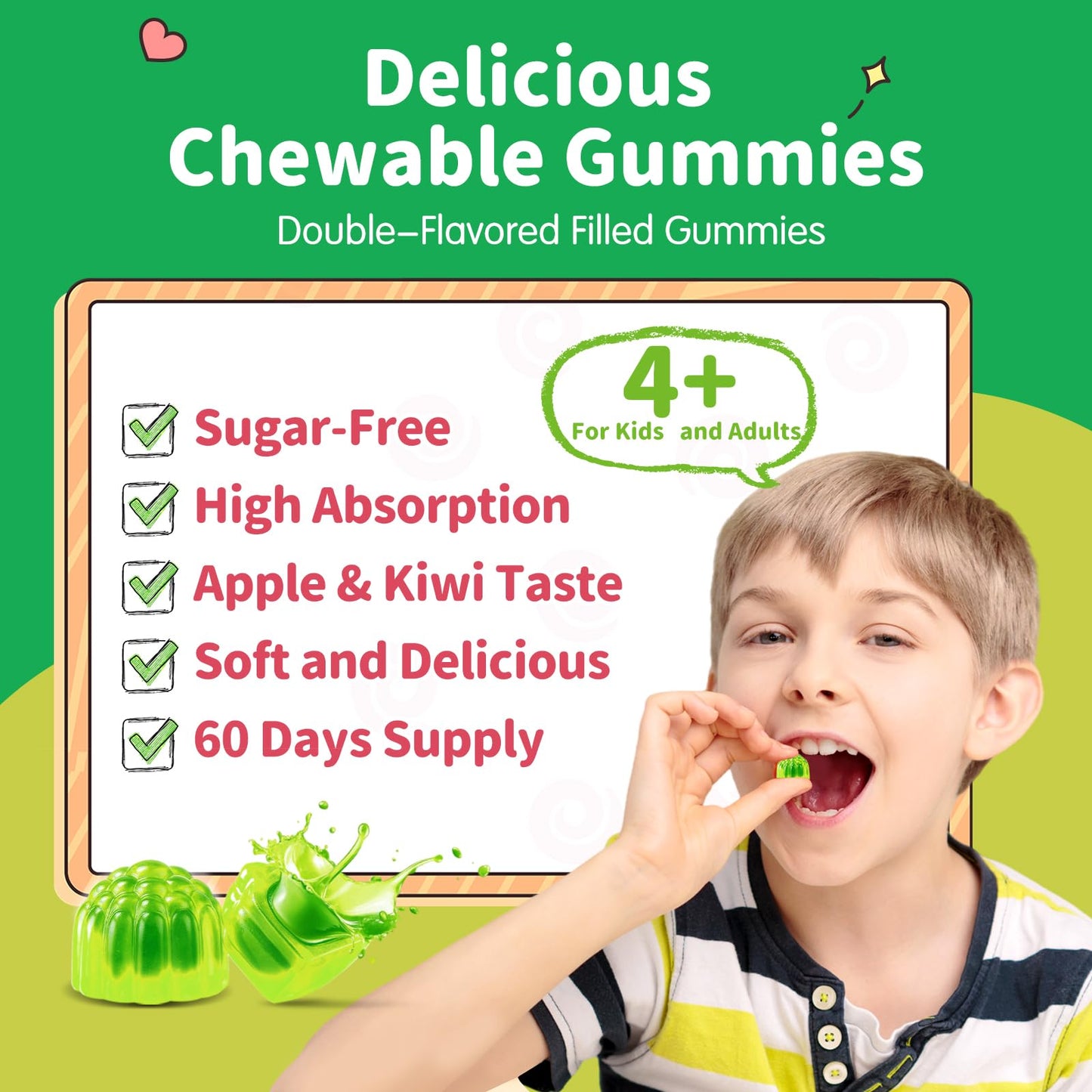 ReviNutra Magnesium Glycinate Gummies with L-Theanine, Vitamin B6, D3, 60 Count