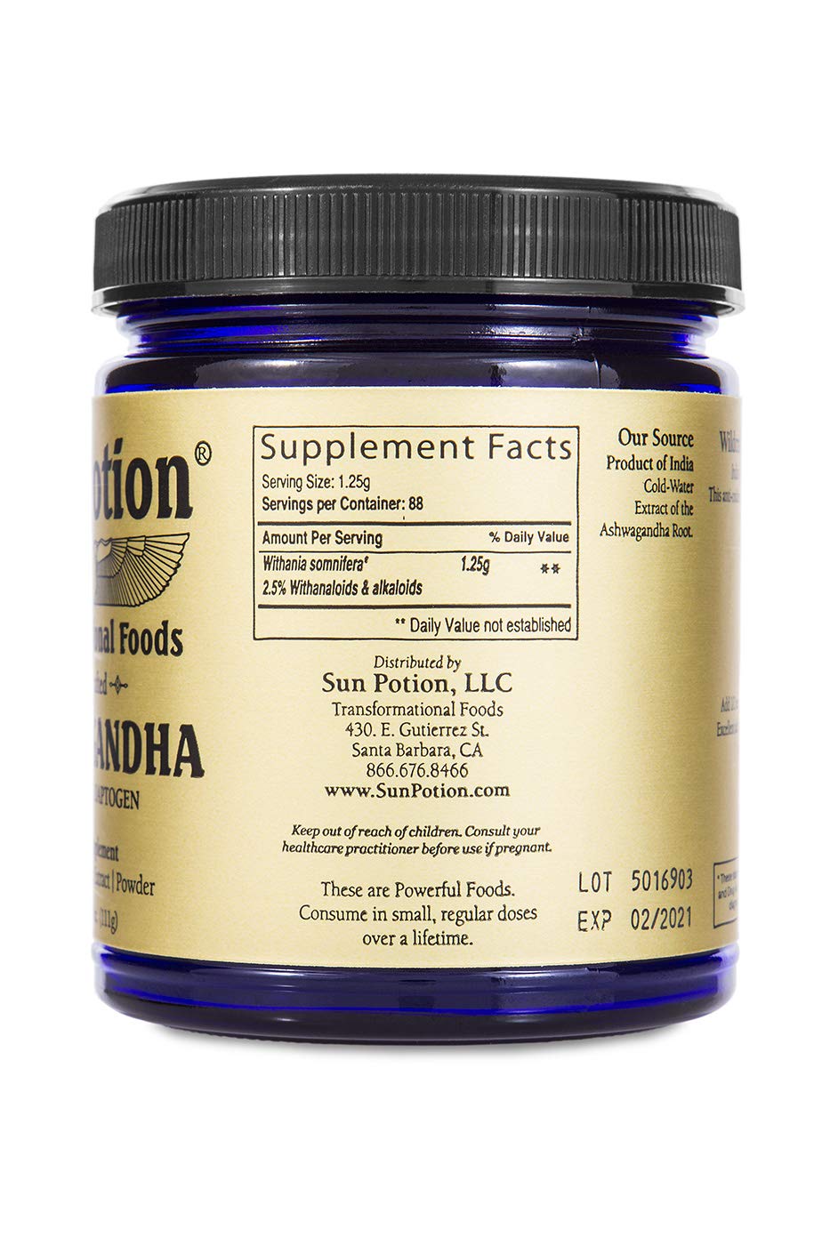 Sun Potion Ashwagandha Root Extract Powder 3.9 Ounce
