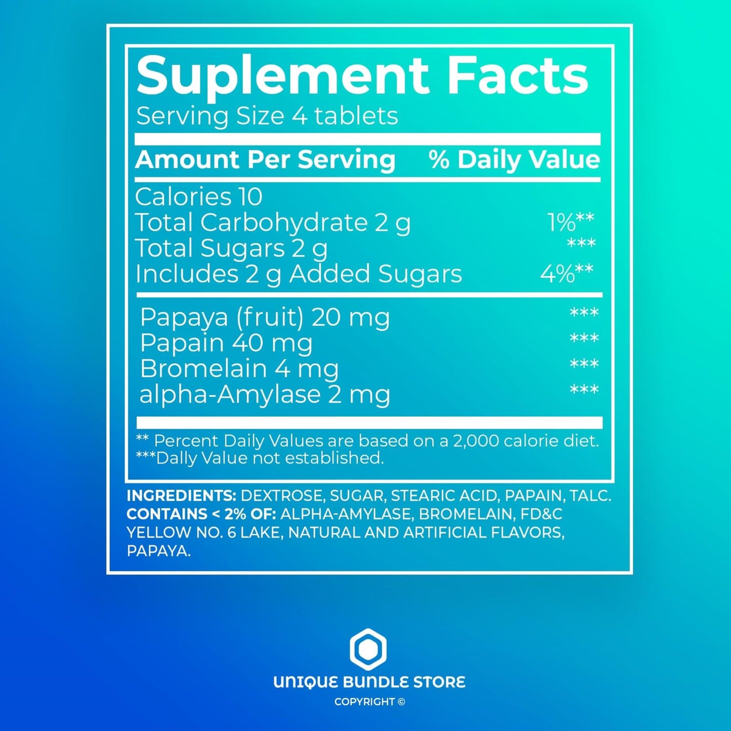 Unique Bundle Store Papaya Enzyme Complex Tablet 360 Tablets