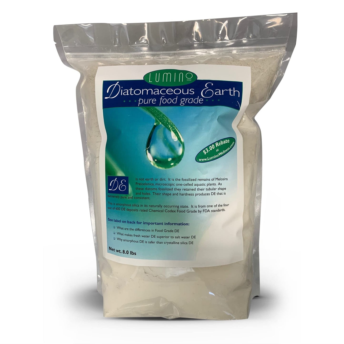 Lumino Wellness Pure Food Grade Diatomaceous Earth 8 lbs Powder 1