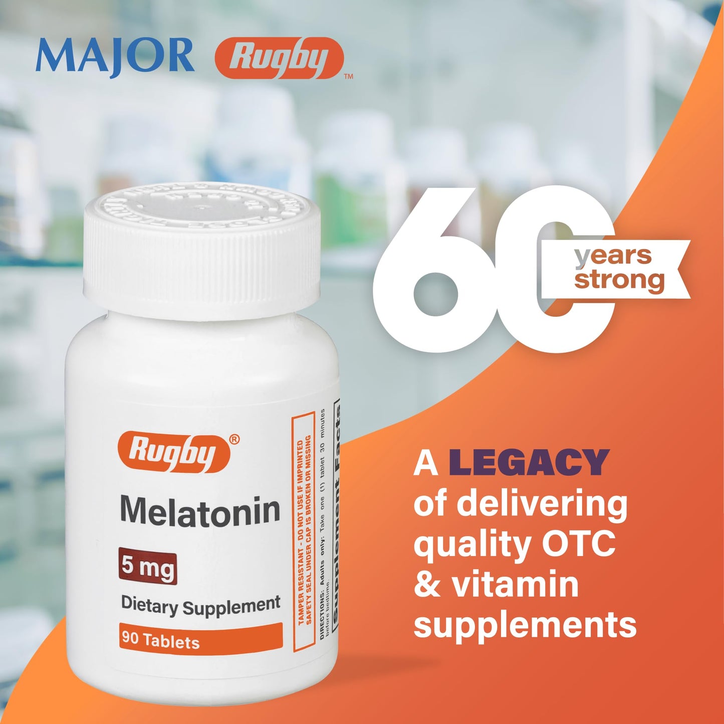 Rugby Laboratories Melatonin 5mg Tablets, 90 Count
