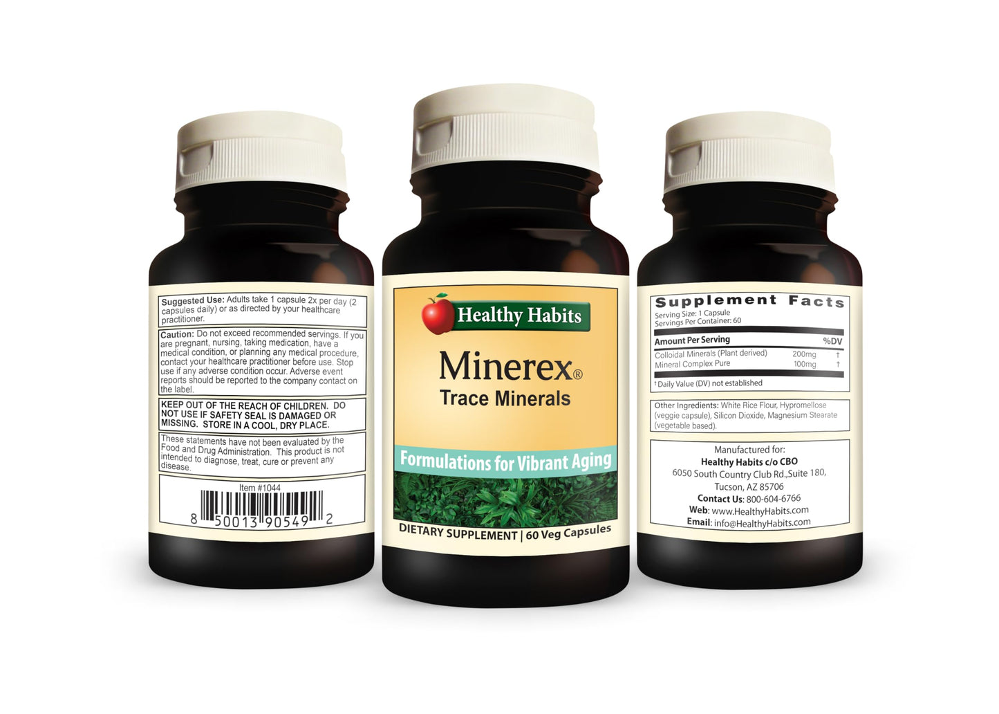 Healthy Habits MINEREX High Potency Complete Mineral Supplement with Sentramin Plant and Sea Bed Minerals derived from Senonian Vegetate 60 Capsules