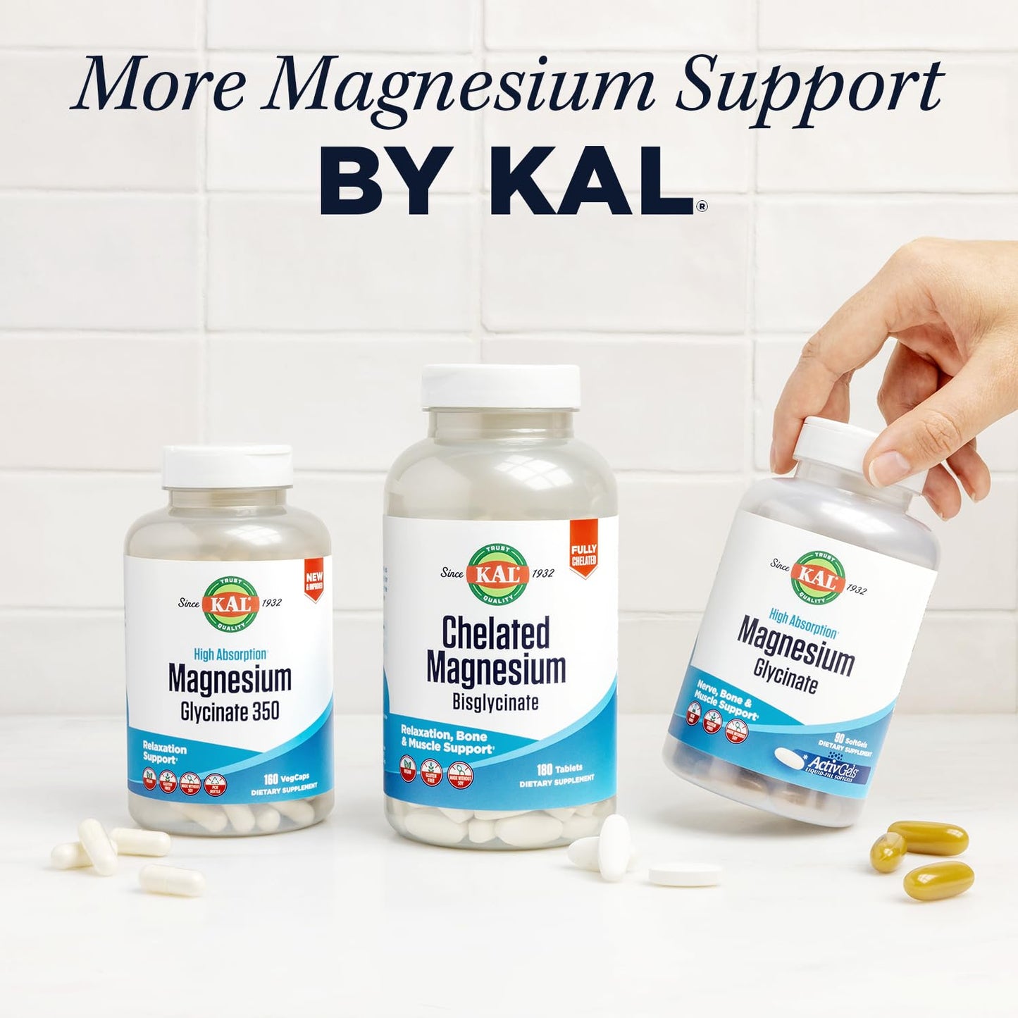 KAL Magnesium Potassium Bromelain Magnesium Complex Tablets, 60