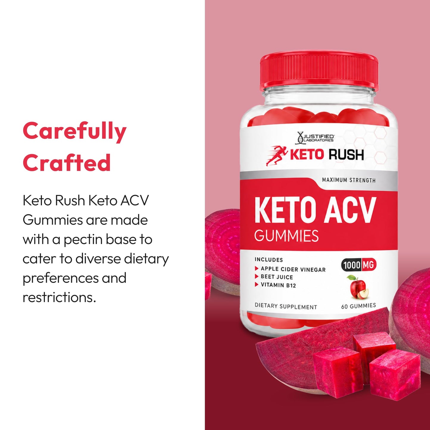 Justified Laboratories Keto Rush Keto ACV Gummies Gummy 60 Count