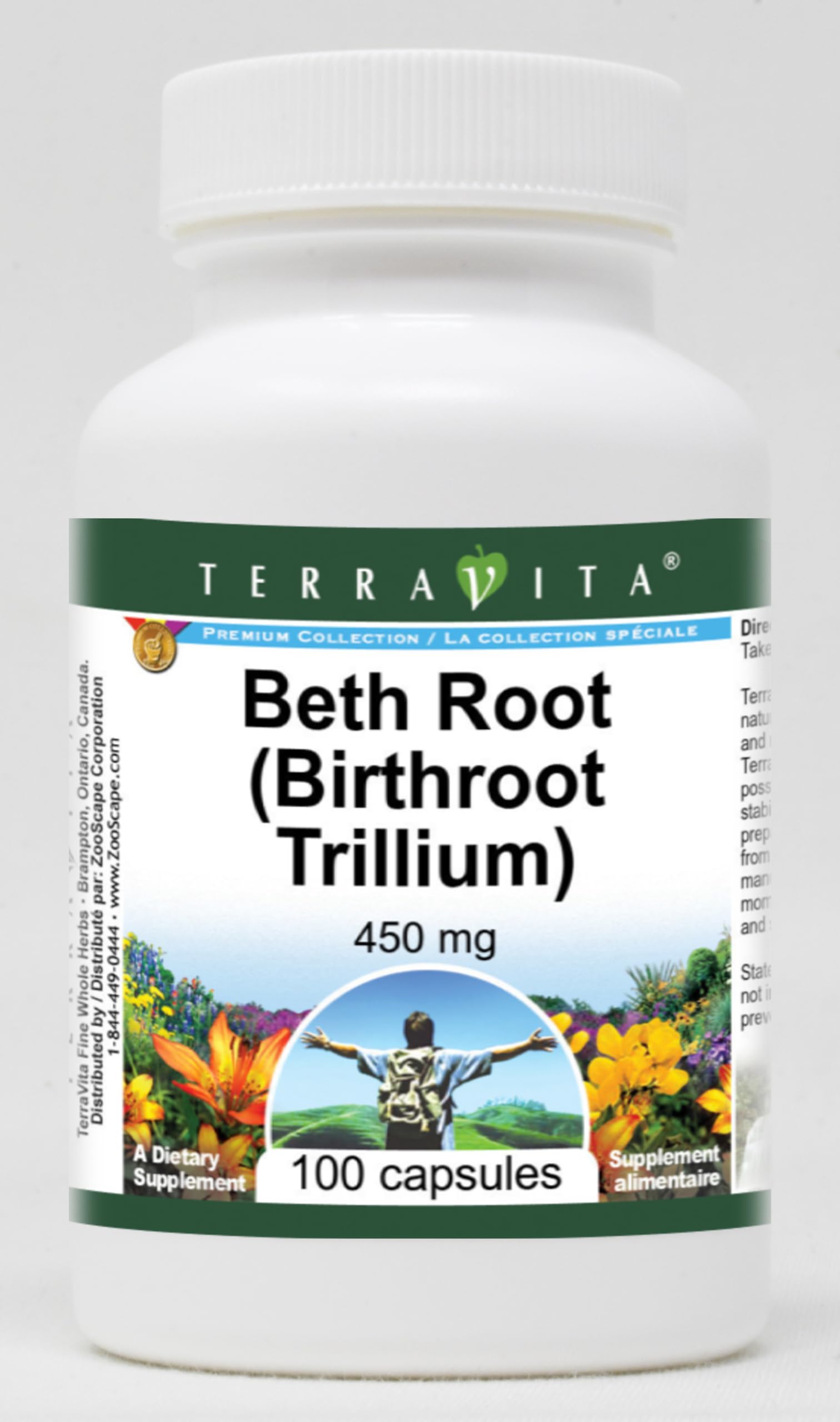 Terravita Beth Root (Birthroot Trillium) 450 mg, 300 Capsules