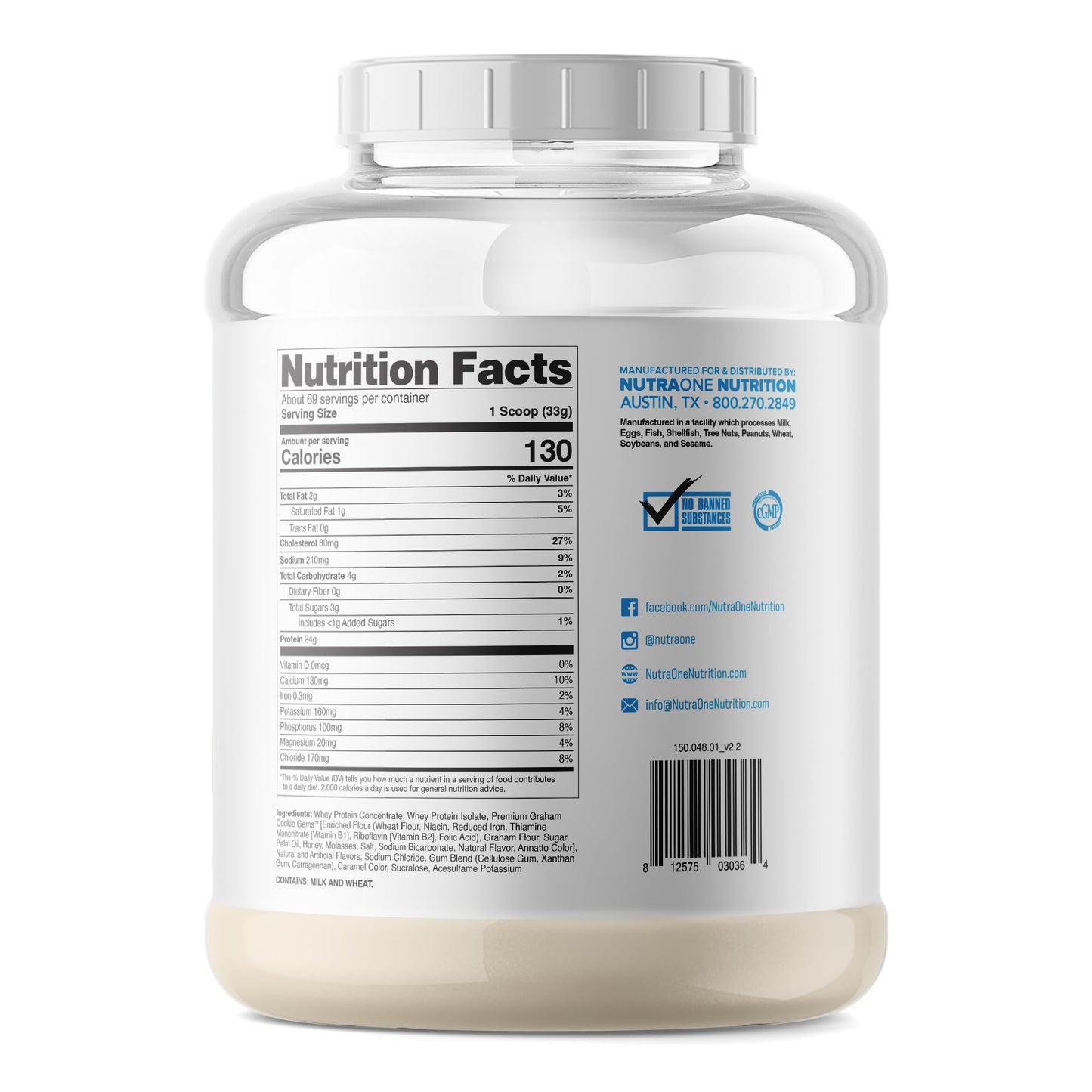 NutraOne ProteinOne Caramel Cookie Crunch Protein Powder, 32 Servings