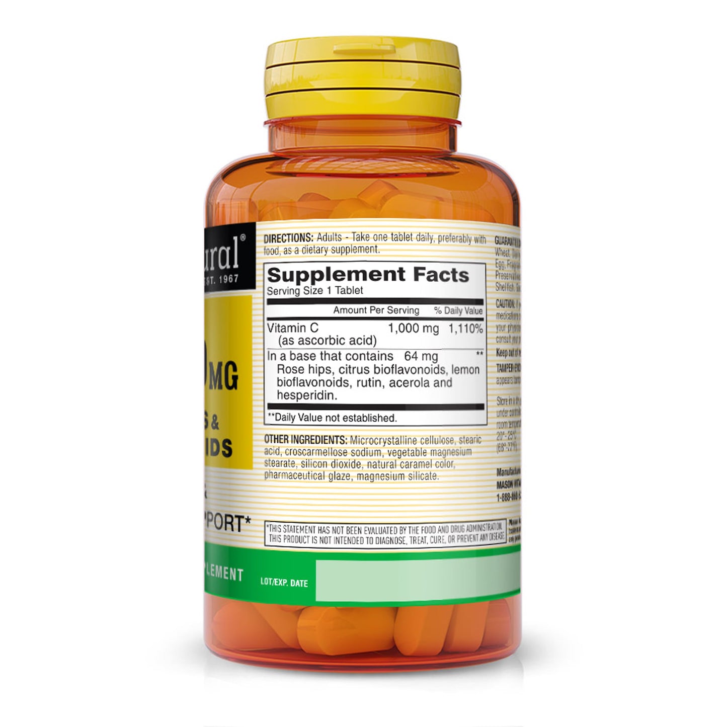 Mason Natural Vitamin C 1,000 mg Plus Rose Hips and Bioflavonoids Complex 90 Tablets