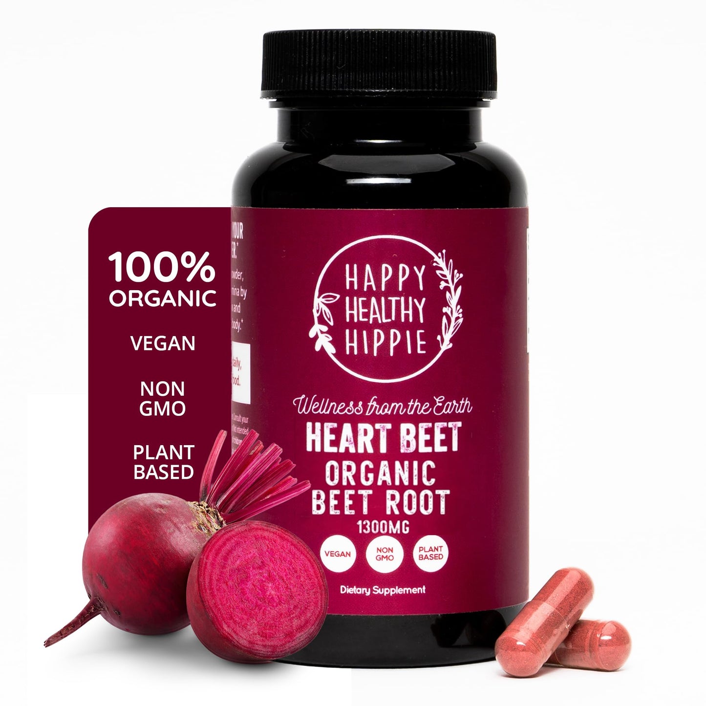 Happy Healthy Hippie Organic Beet Root Capsules 60 Count