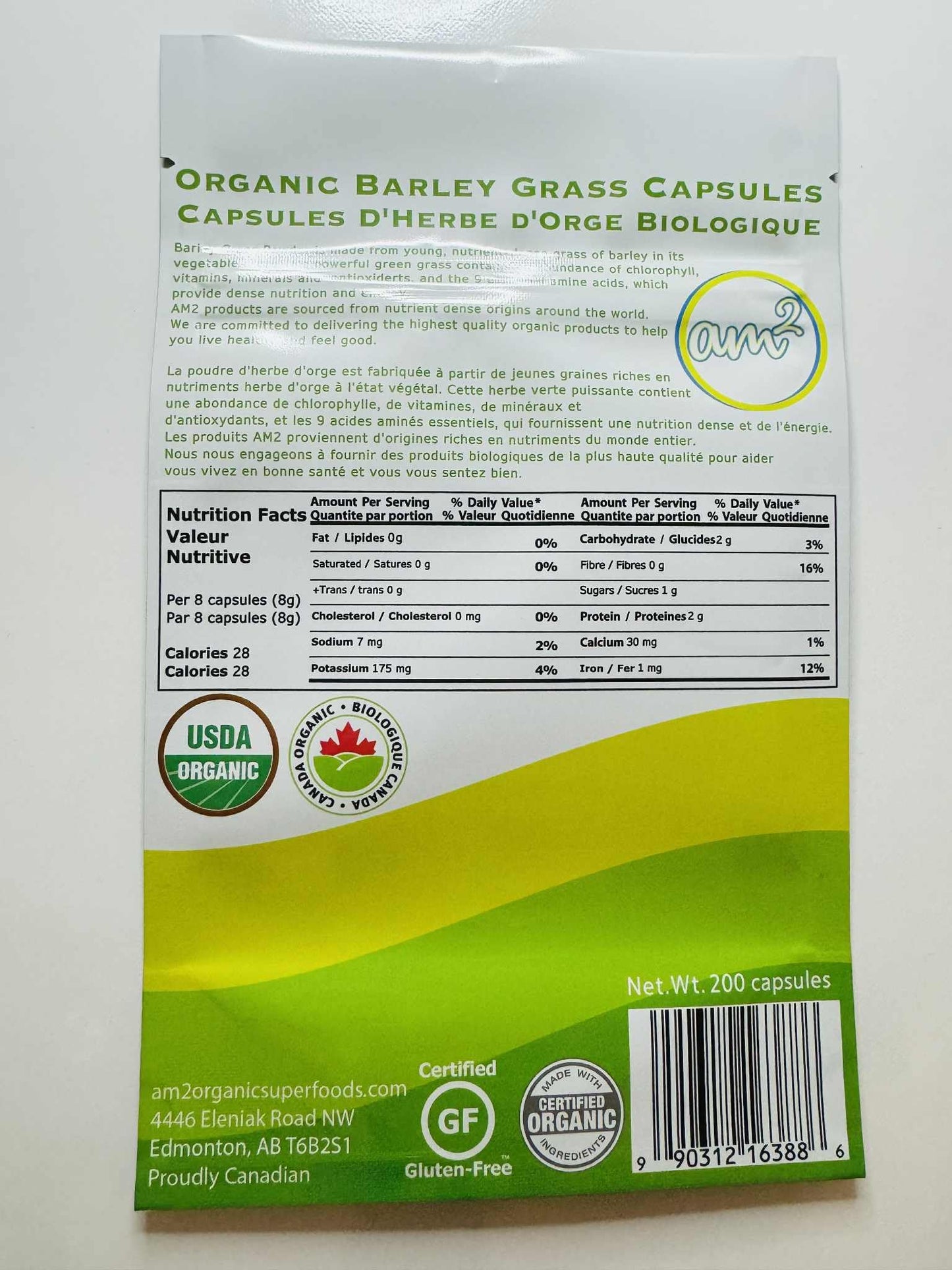 am2 Organic Barley Grass 200 Capsules