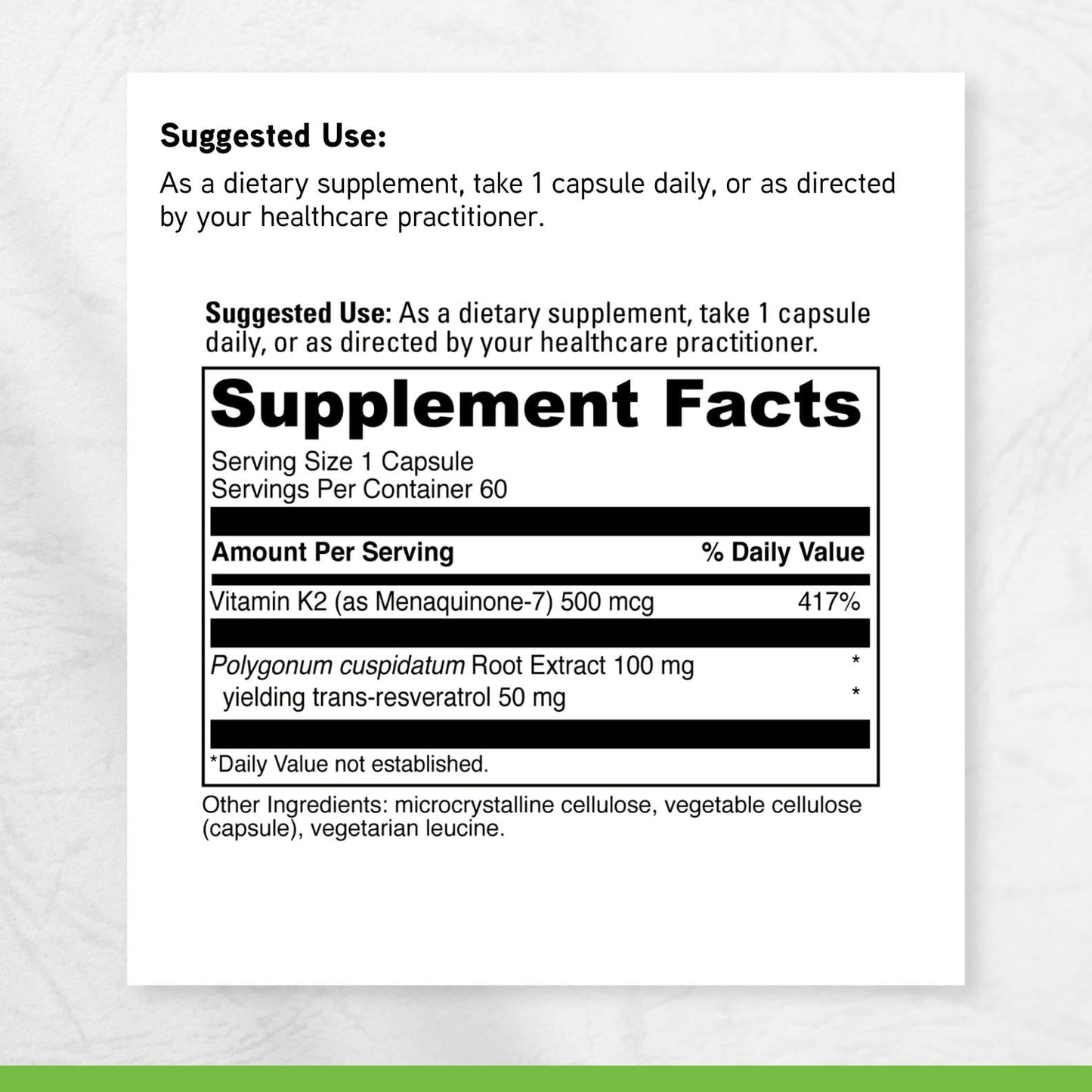 DAVINCI Vitamin K2 & Resveratrol Capsules 60 Count