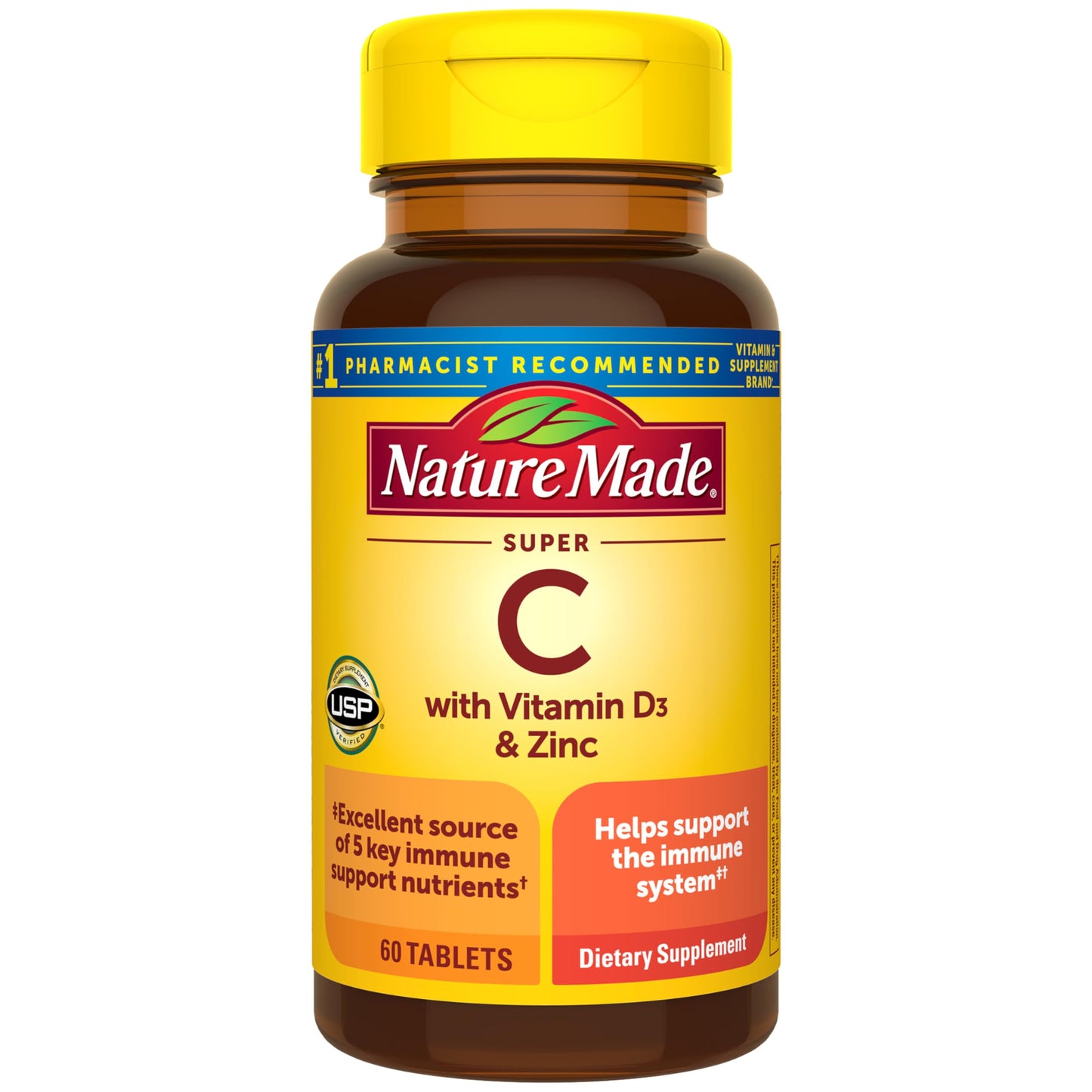 Nature Made Super C Vitamin C and Zinc with Vitamin D3 Tablet 60 Count