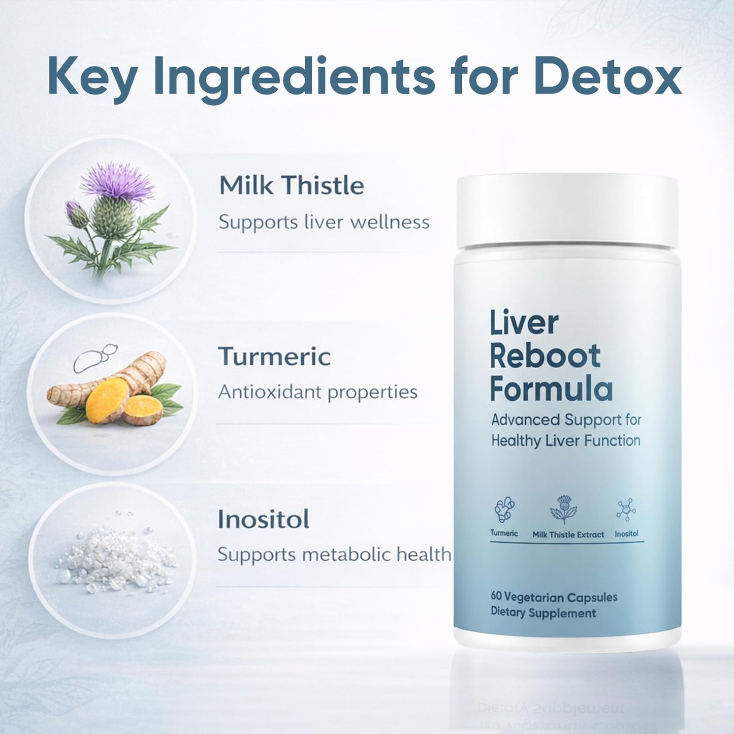 ZRRTXV Liver Cleanse Detox & Repair Liver Support Supplement Capsules, Milk Thistle Supplement, Liver Detox & Liver Support Formula with Milk Thistle Extract, Turmeric & Inositol, 60 Capsules