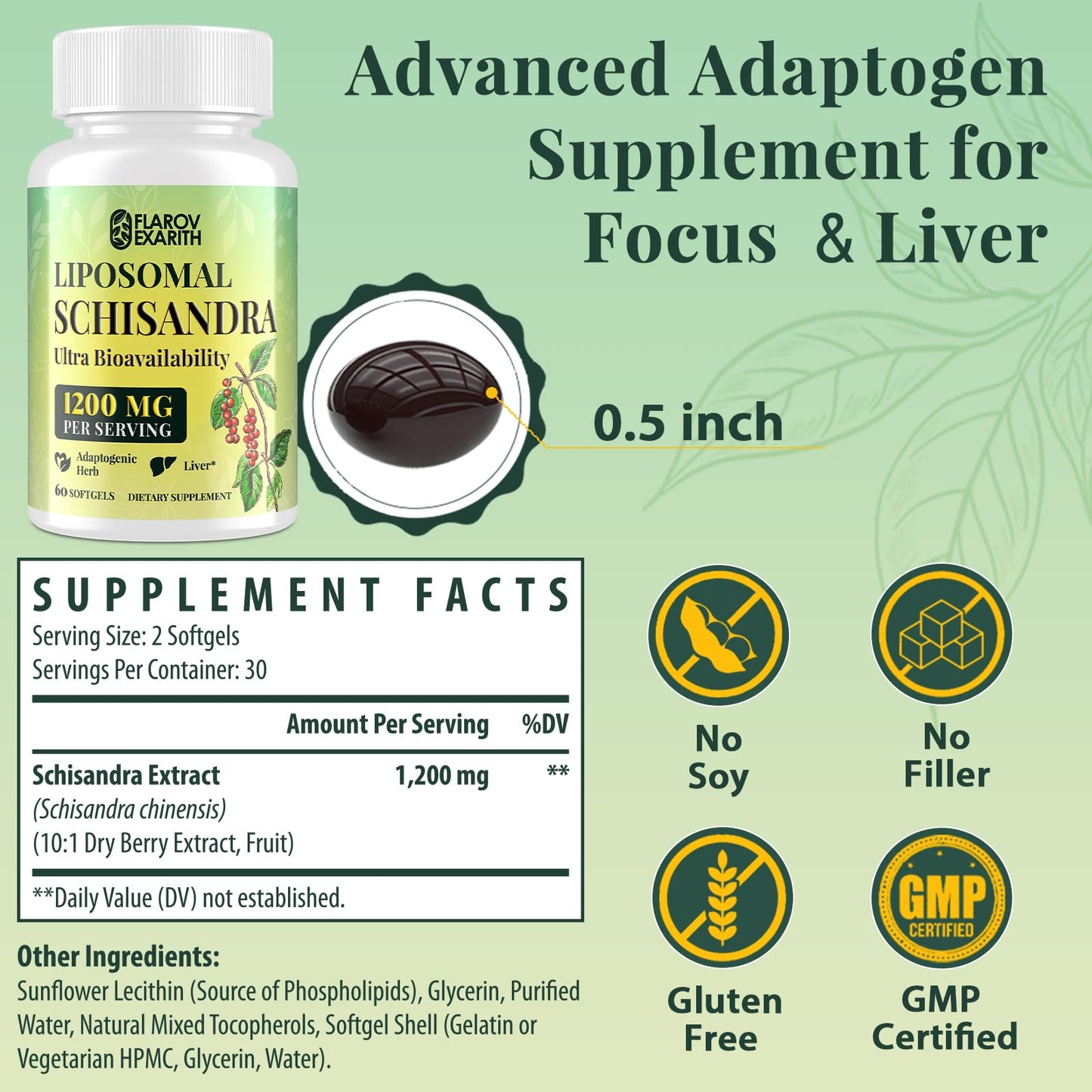Flarovexarith Liposomal Schisandra Berry Extract 1200mg Softgels 60