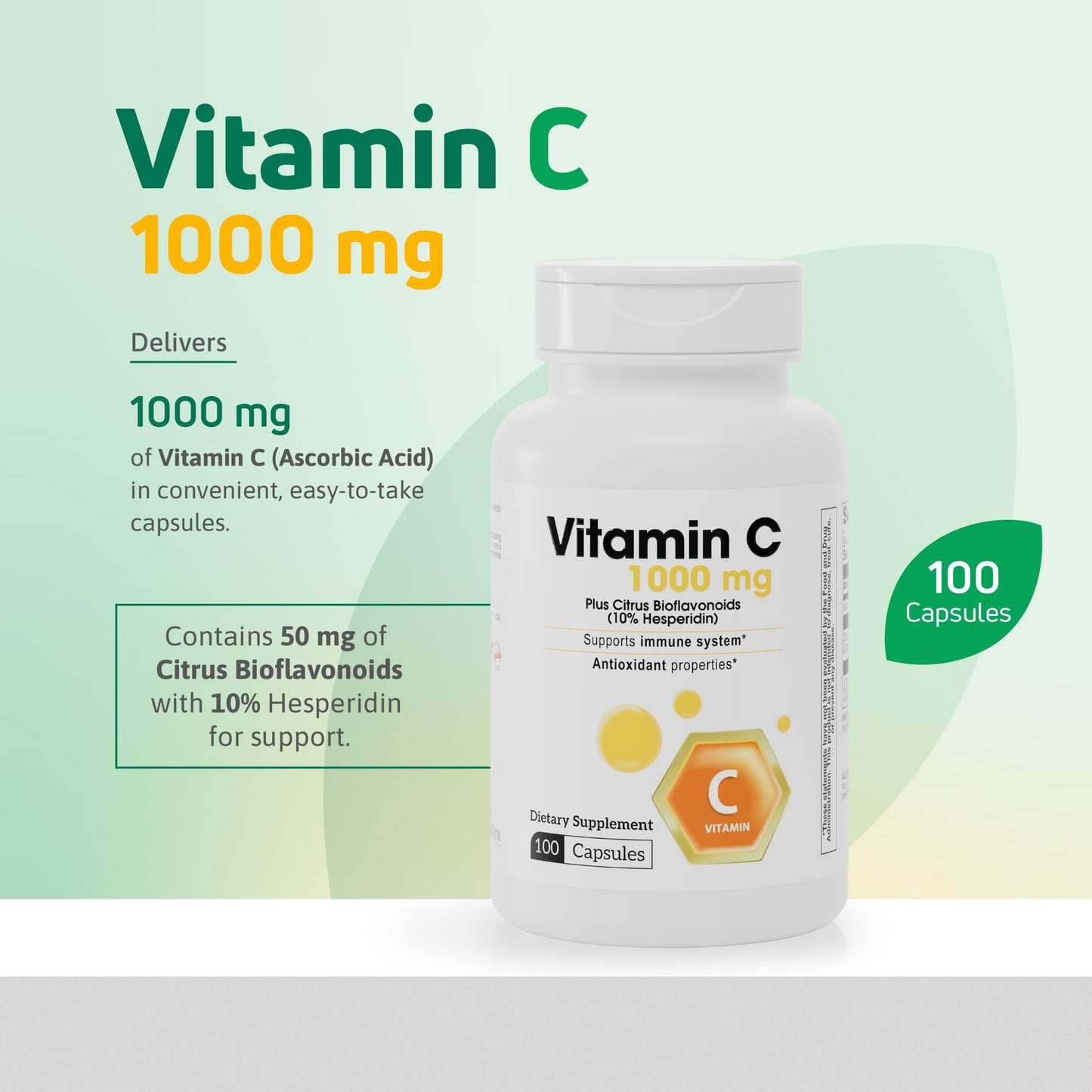 Nutra Nutrition Vitamin C 1000 mg Capsules, 100-Count, with Citrus Flavonoids and 10% Hesperidin