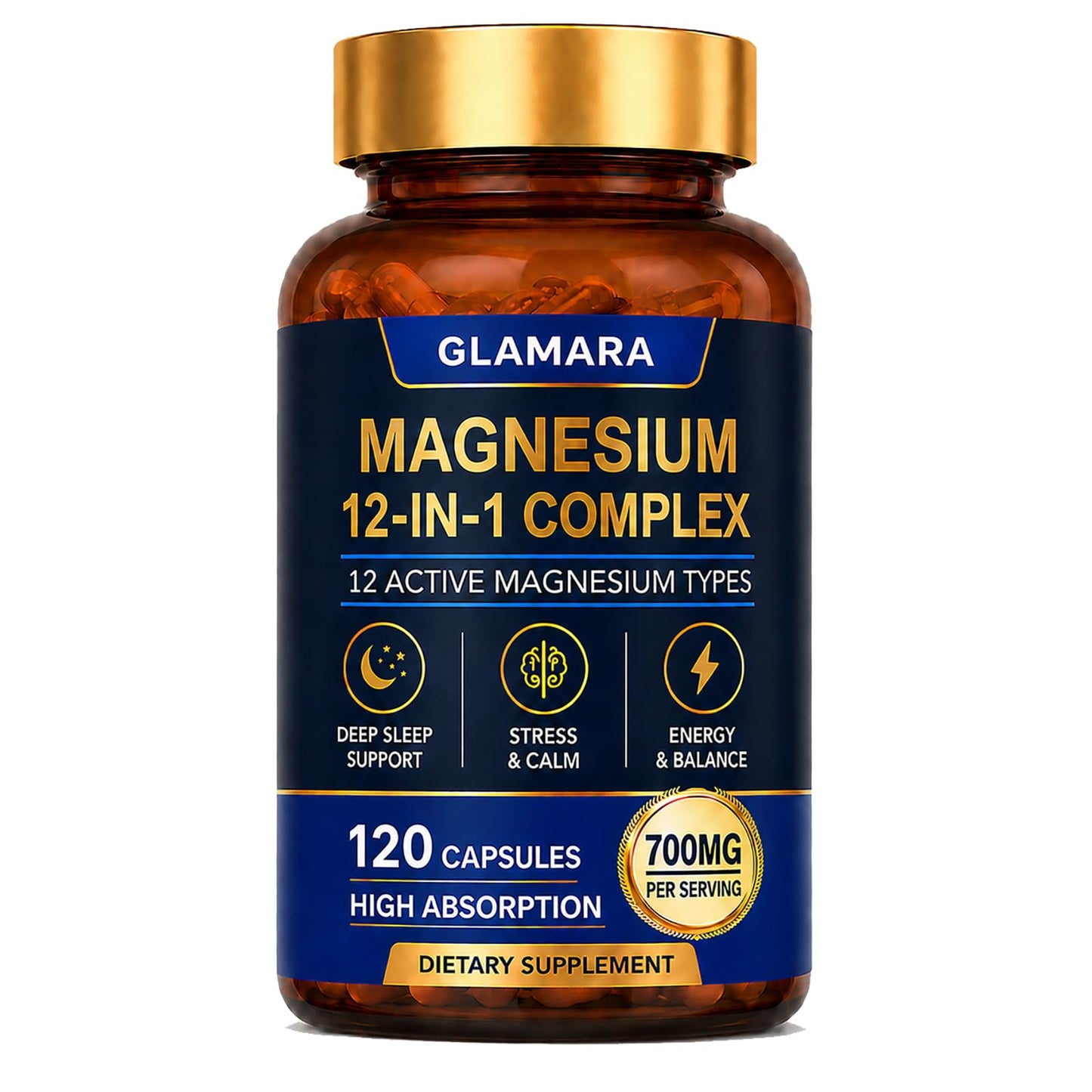 fuiznox Glamara Magnesium 12 in 1 Complex Capsule, 120 Count