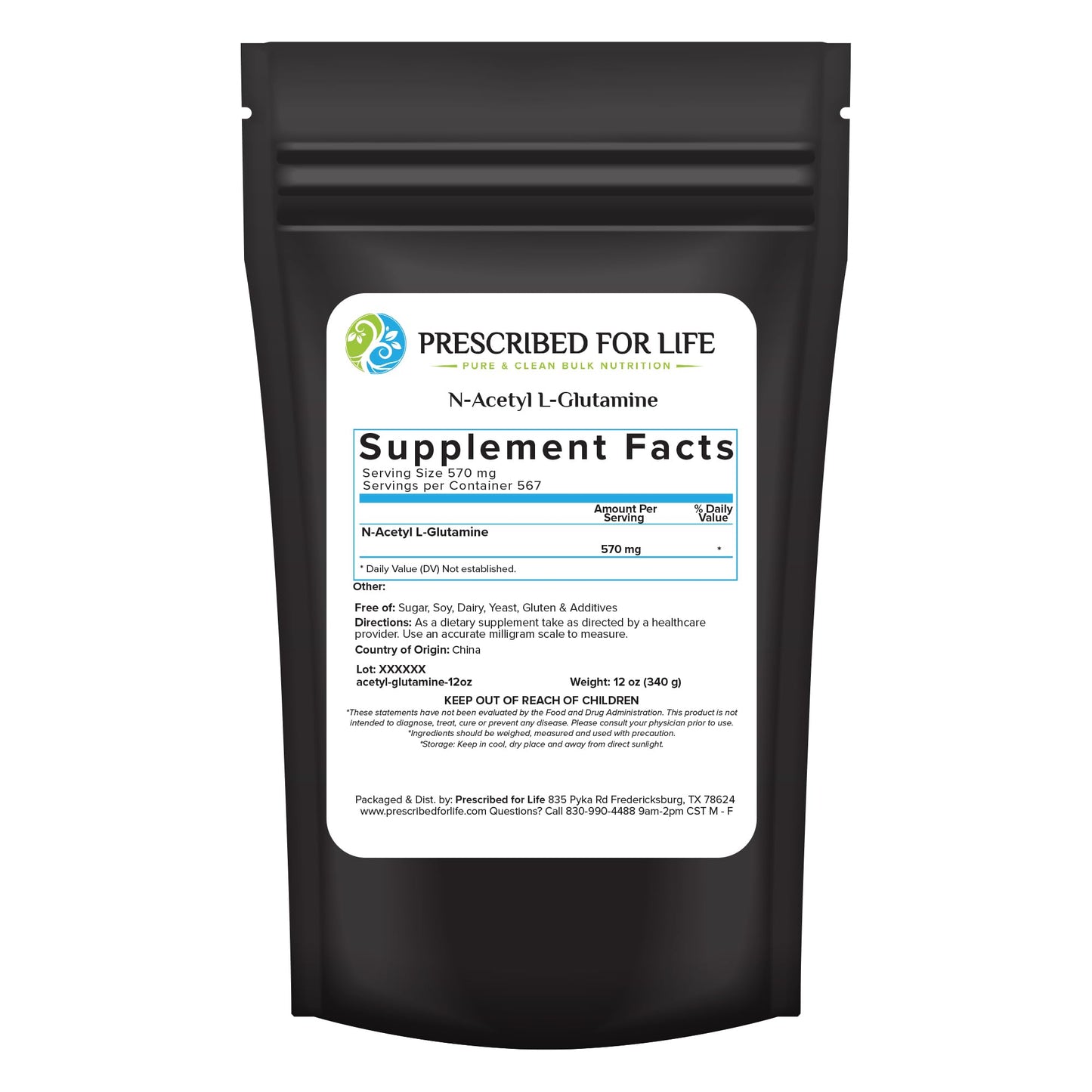 Prescribed For Life N Acetyl L Glutamine Powder, 11.99 oz