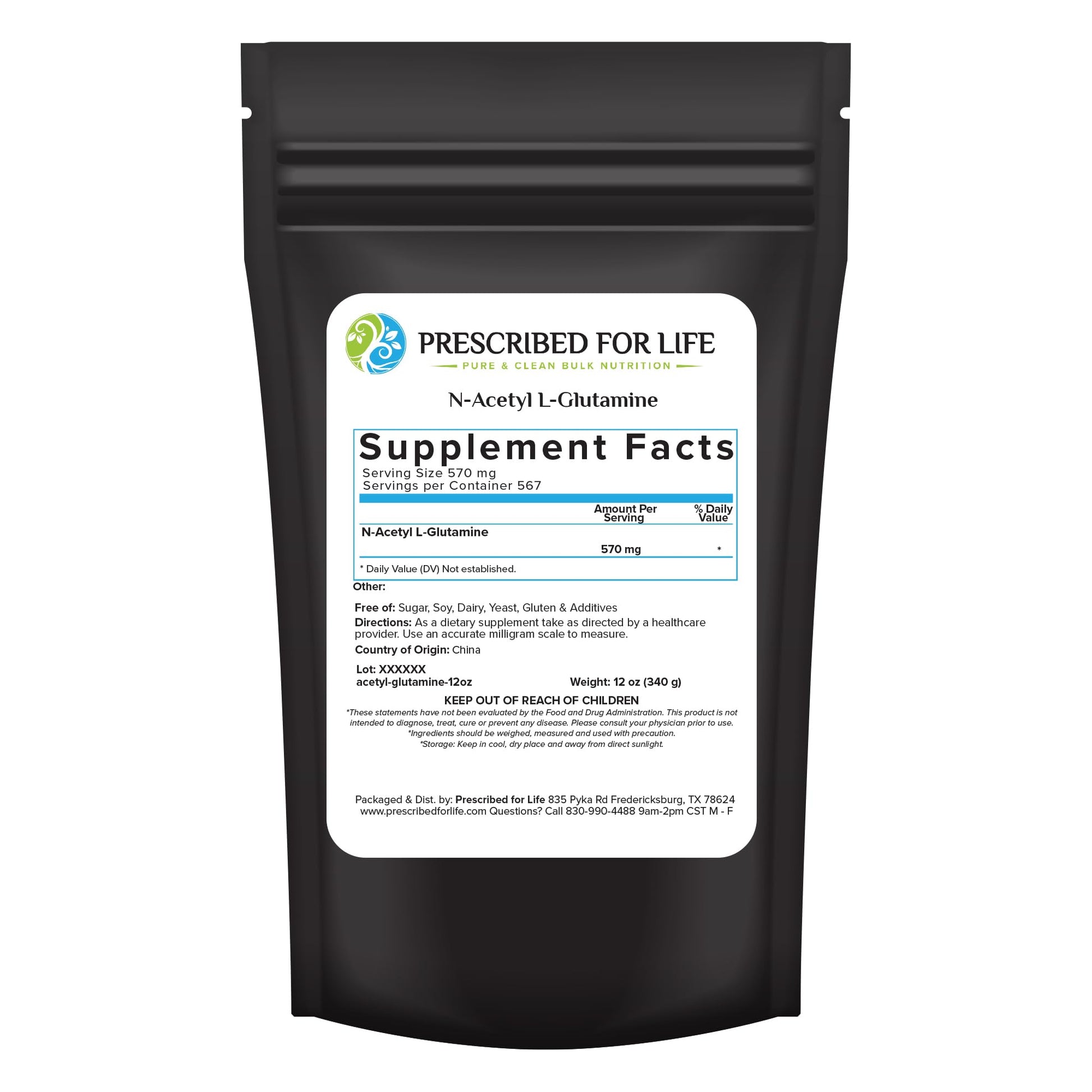 Prescribed For Life N Acetyl L Glutamine Powder, 11.99 oz