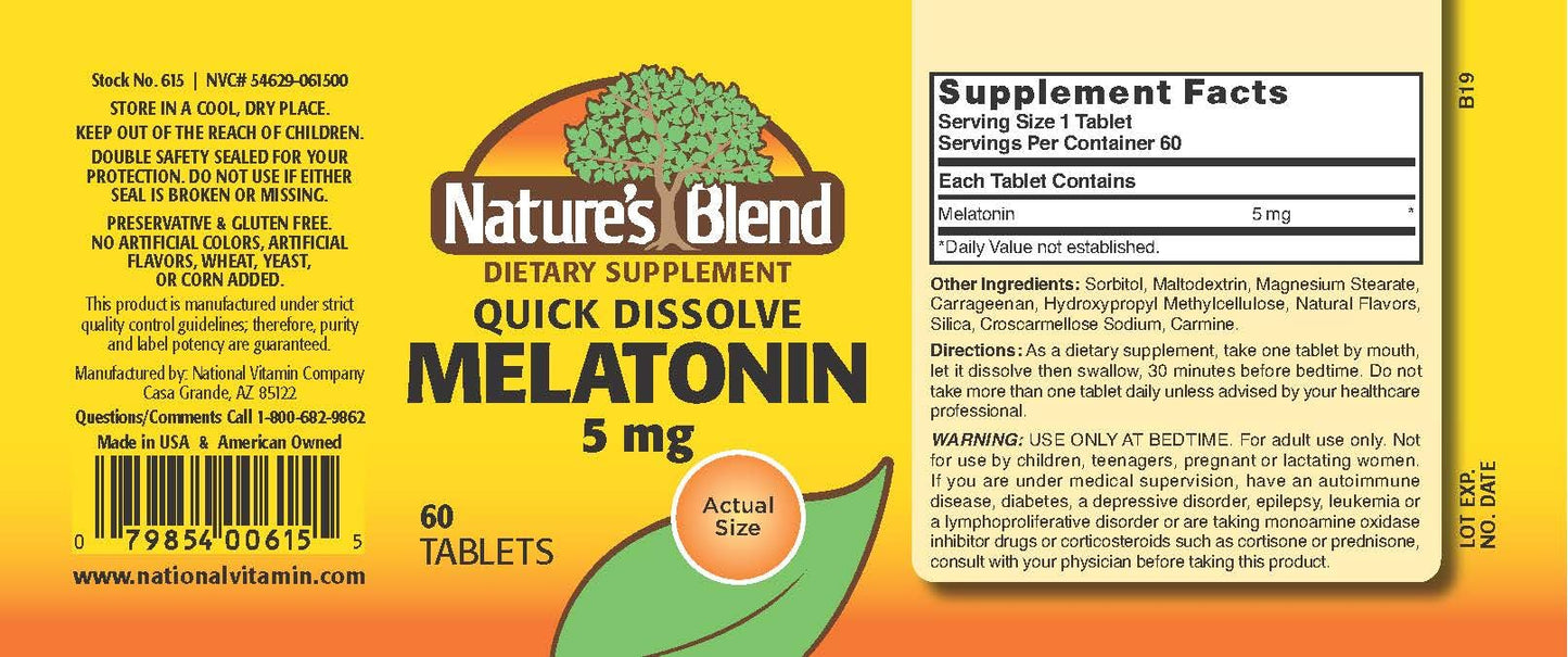Nature's Blend Melatonin 5 mg 60 Tablets
