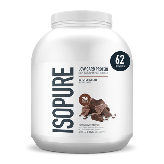 Isopure Low Carb 100% Pure Whey Isolate Protein Powder, Dutch Chocolate, 72 Servings