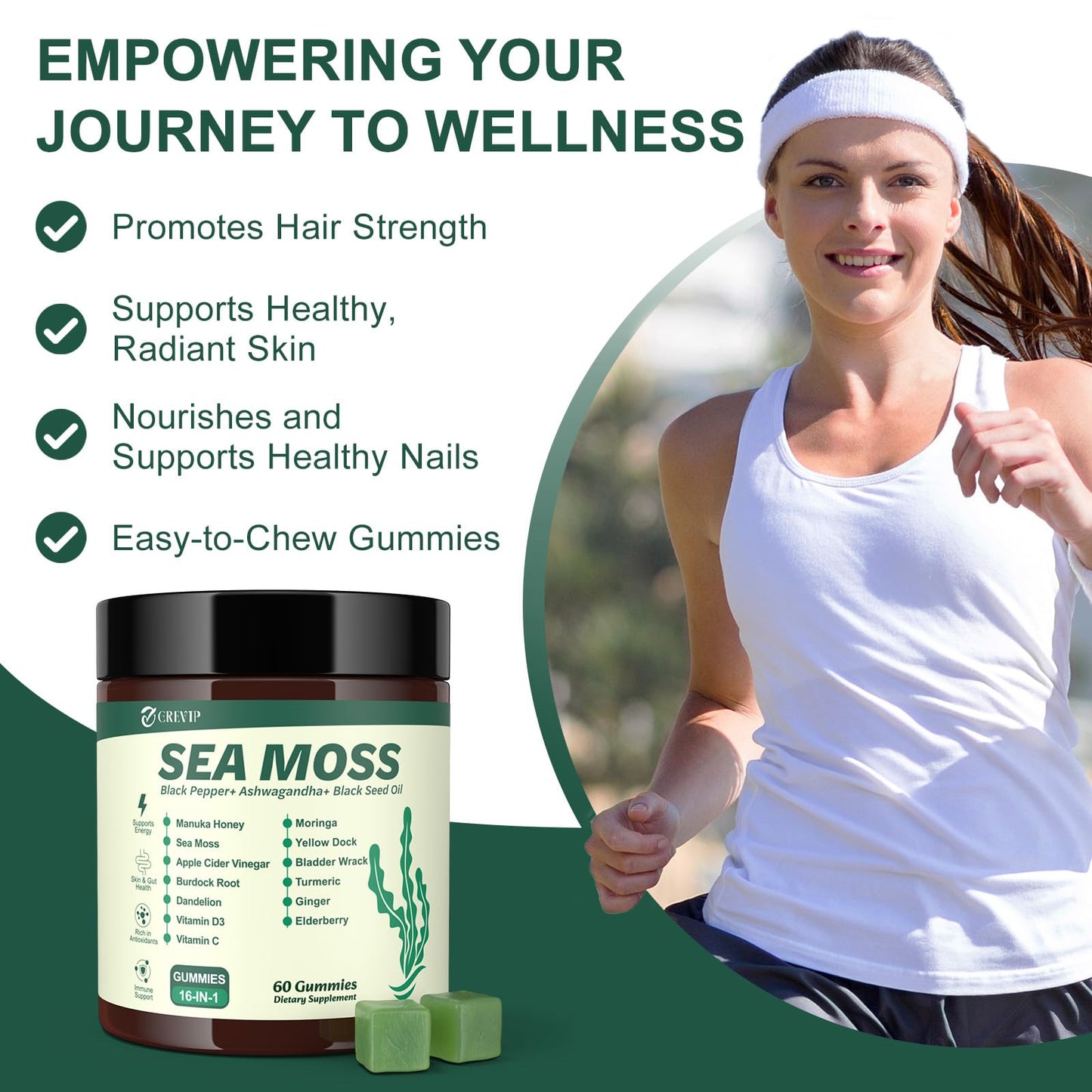 GREVIP Sea Moss Gummies Gummy, 60 Count
