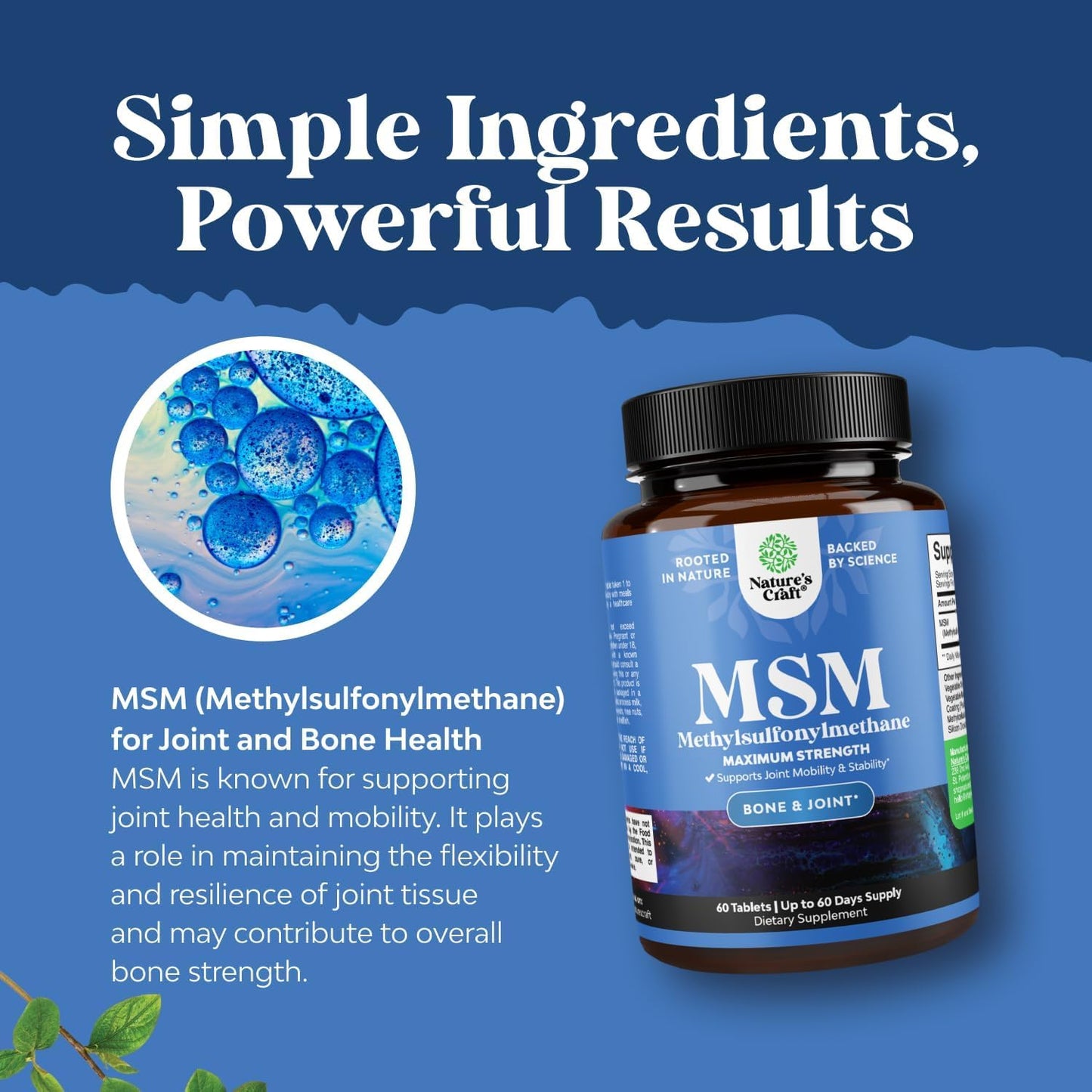 Natures Craft Pure MSM Supplement Tablets, 60 Count