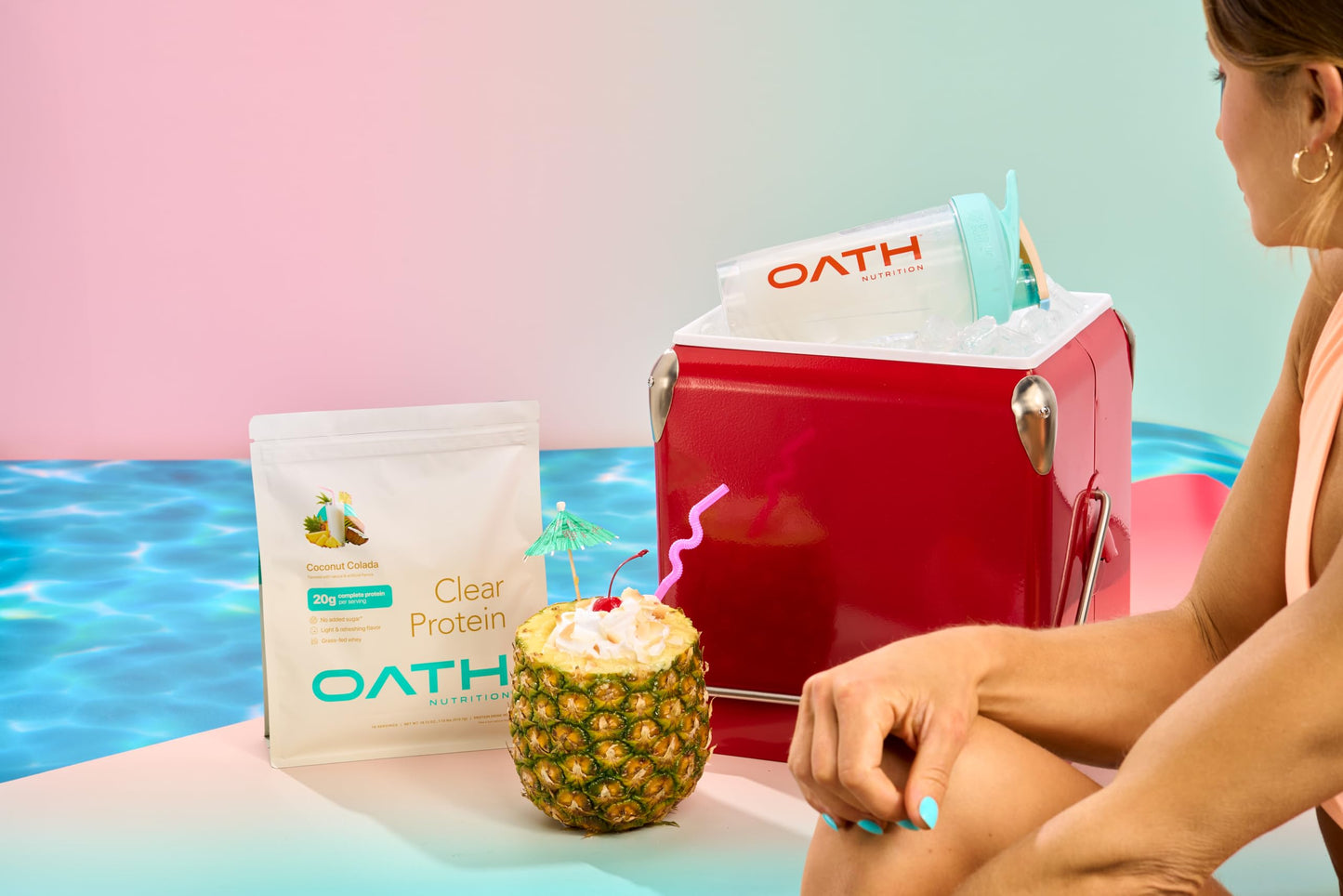 Oath Nutrition Clear Whey Isolate Protein Powder, Coconut Colada, 20g Complete Protein per Serving, No Added Sugar, Grass-Fed, 21 Servings