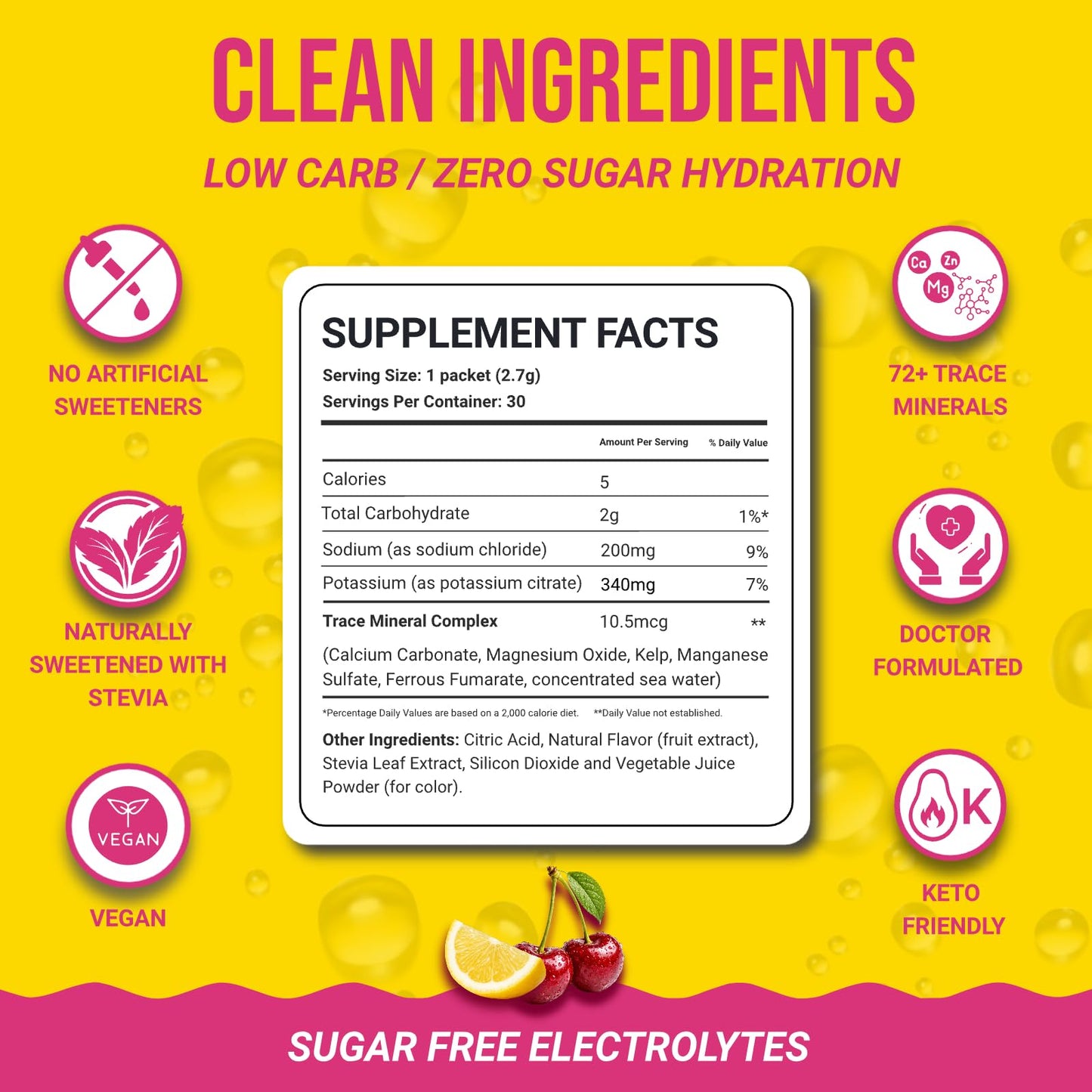 Dr. Price's Vitamins Electrolytes Powder Packets, Cherry Lemonade, 30 Packets