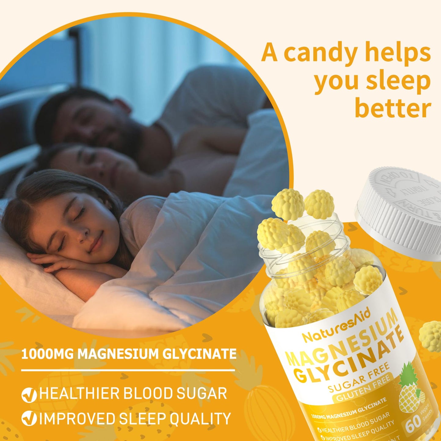 Natures Aid Magnesium Glycinate Gummies 1000mg, 120 Gummies