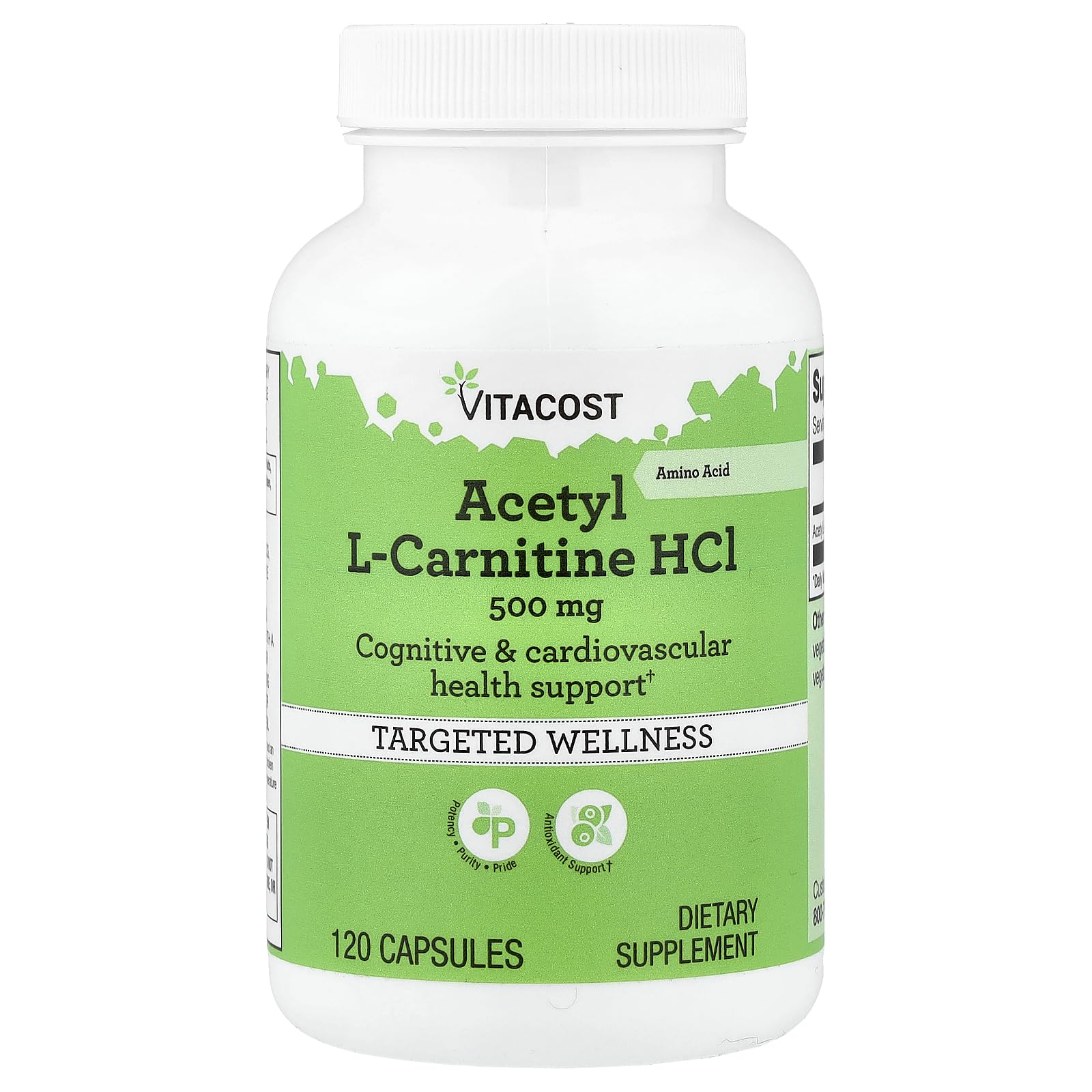 Vitacost Acetyl L-Carnitine HCl 500 mg, 120 Capsules